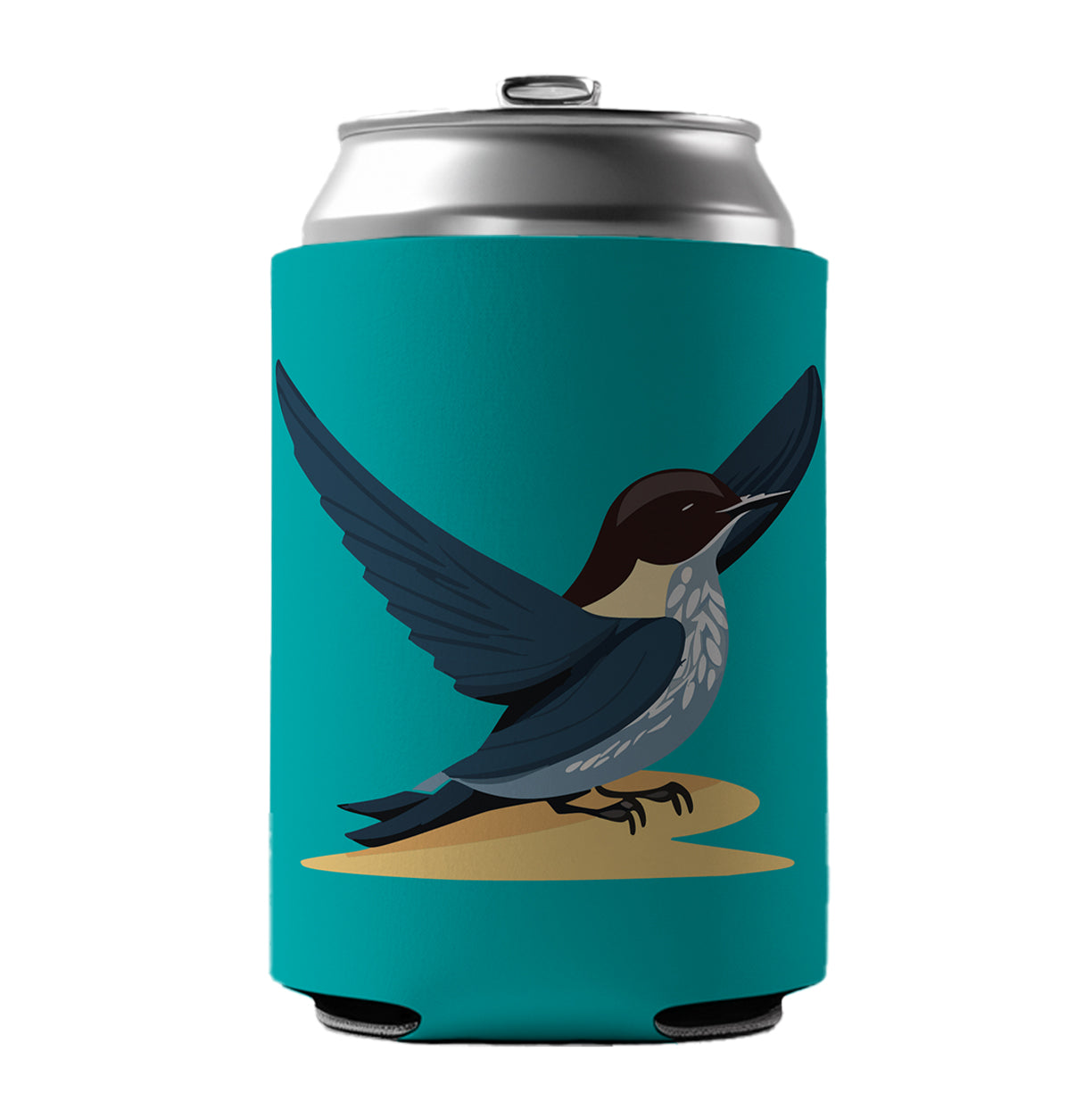 Swallow Bird Blue Can Cooler Beer Soda Drink Insulated Holder Sleeve Hugger