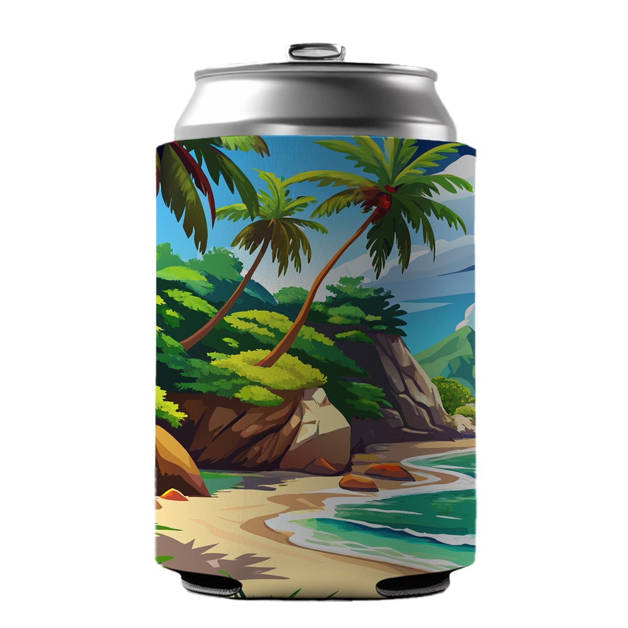 Tropical Beach Beautiful Vacation Travel Can Cooler Beer Soda Drink Insulated Holder Sleeve Hugger