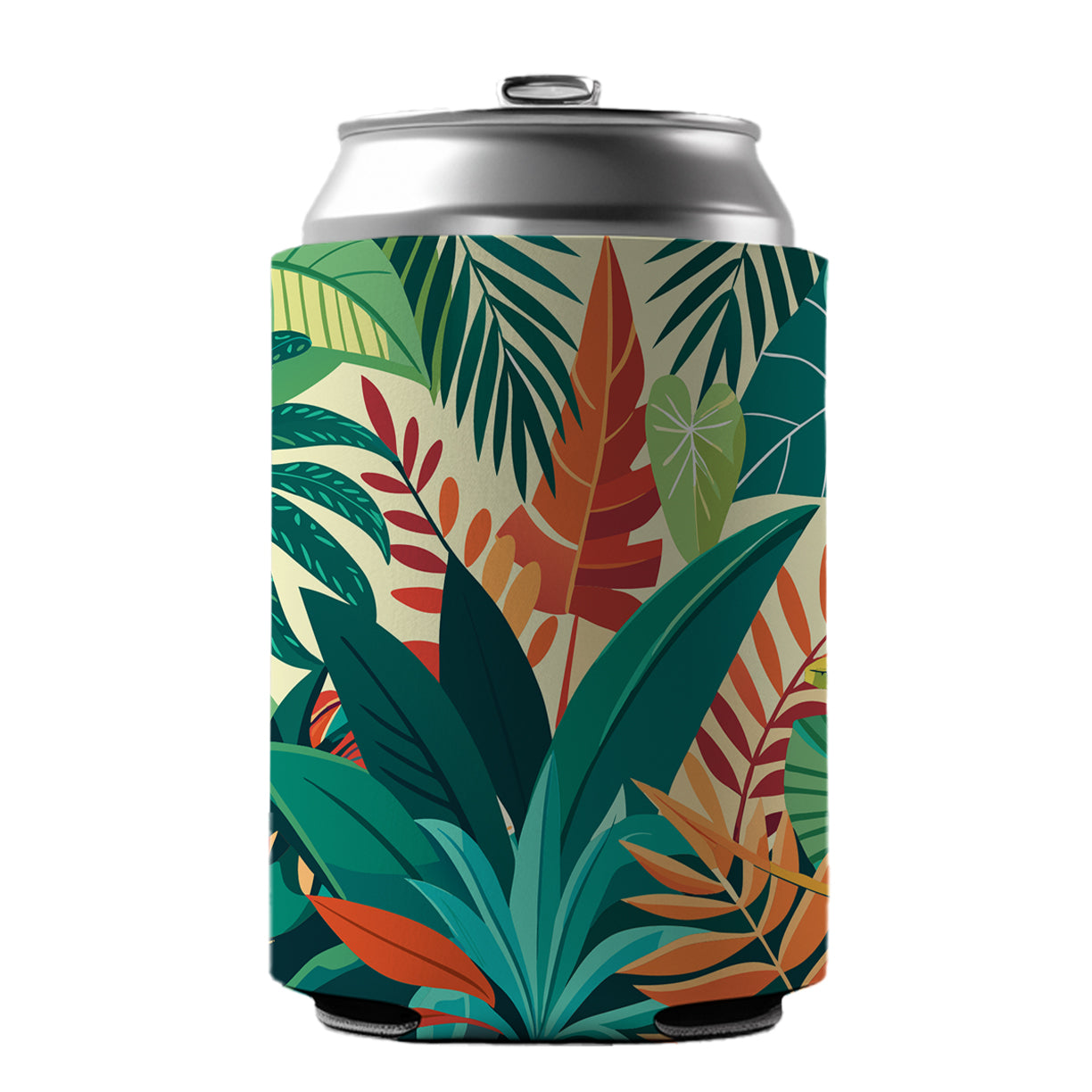 Tropical Leaves Foliage Can Cooler Beer Soda Drink Insulated Holder Sleeve Hugger
