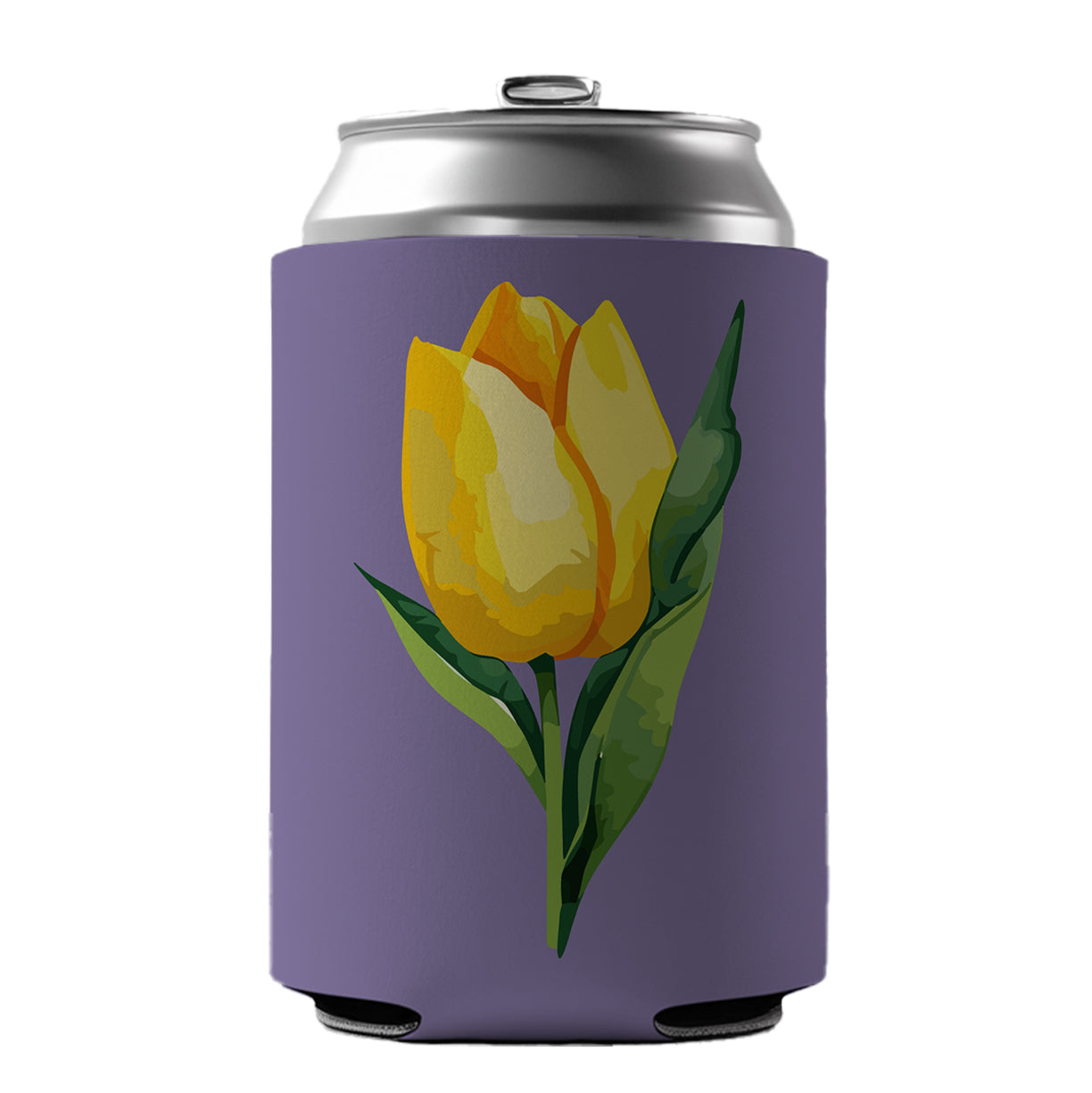 Tulip Flower Yellow Watercolor Can Cooler Beer Soda Drink Insulated Holder Sleeve Hugger