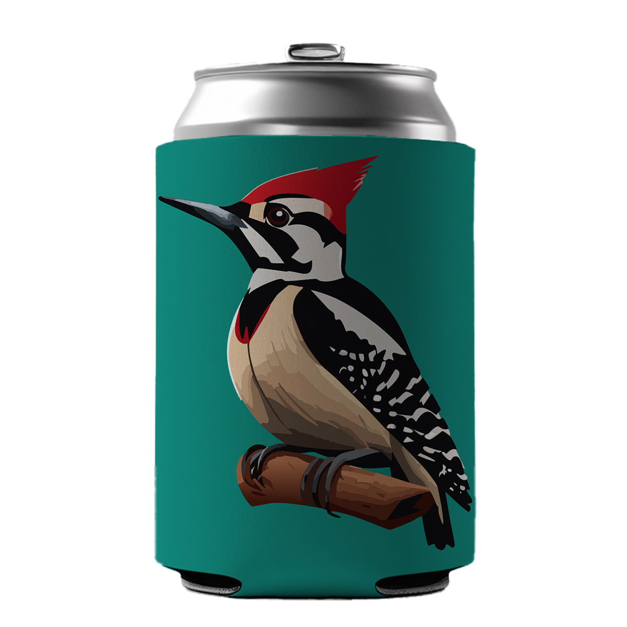 Woodpecker Bird on Branch Can Cooler Beer Soda Drink Insulated Holder Sleeve Hugger