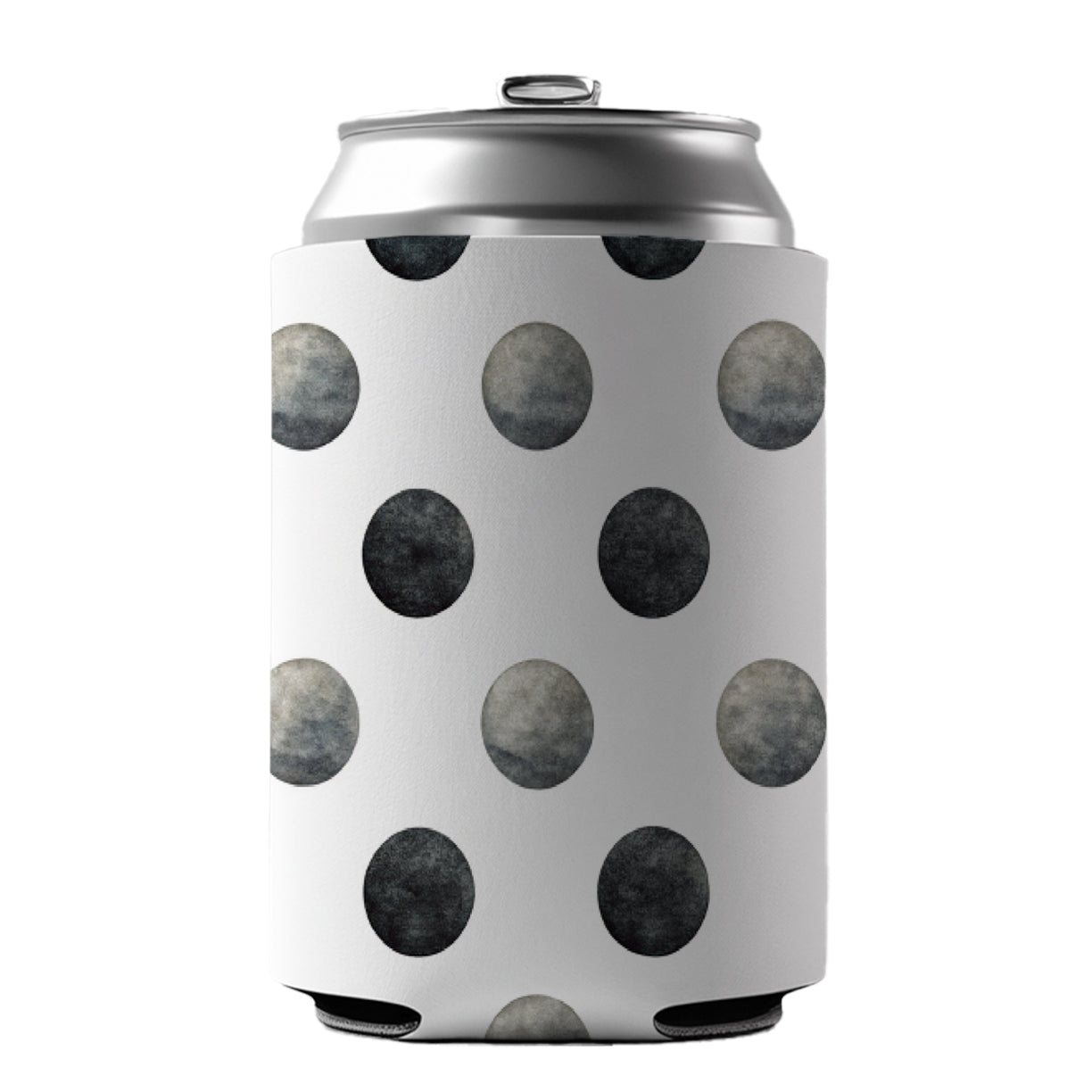 Black Polka Dots White Background Can Cooler Beer Soda Drink Insulated Holder Sleeve Hugger