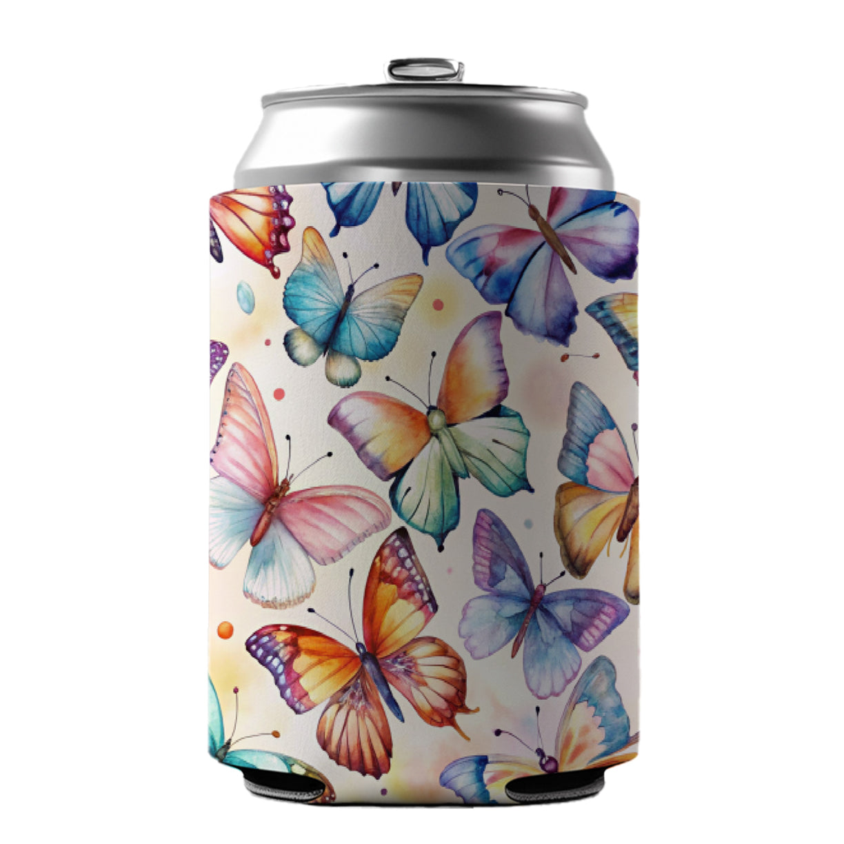 Butterflies Watercolor Can Cooler Beer Soda Drink Insulated Holder Sleeve Hugger