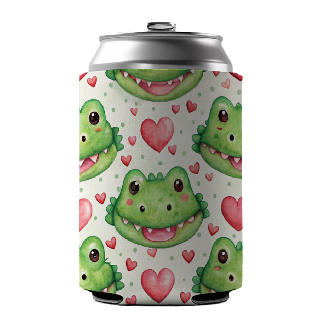 Cute Crocodile Alligator Faces Hearts Can Cooler Beer Soda Drink Insulated Holder Sleeve Hugger