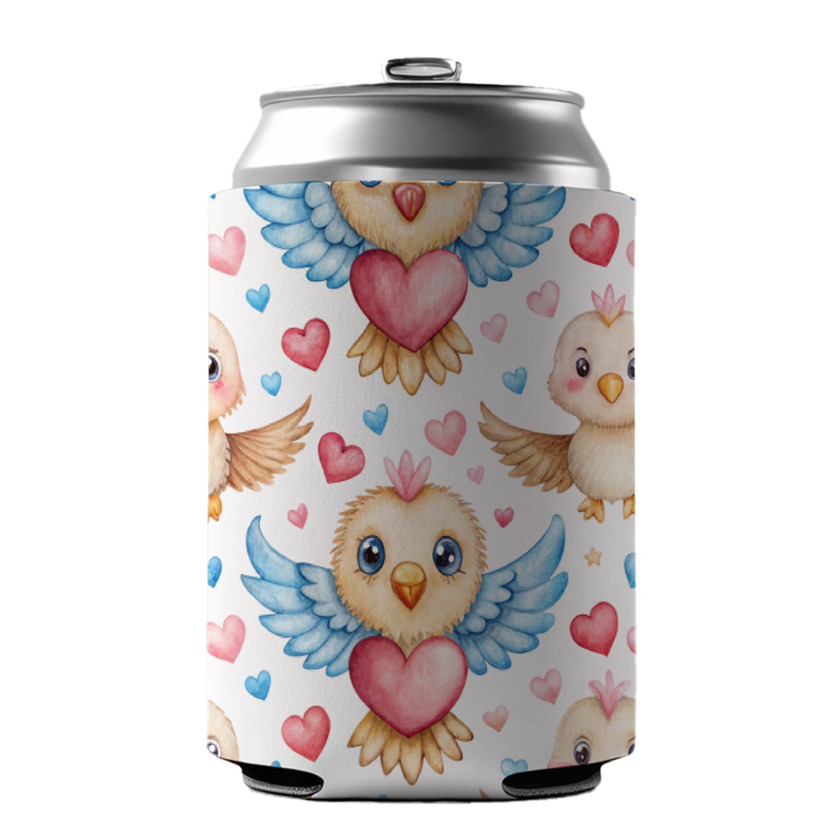 Cute Eagles Hearts Watercolor Can Cooler Beer Soda Drink Insulated Holder Sleeve Hugger