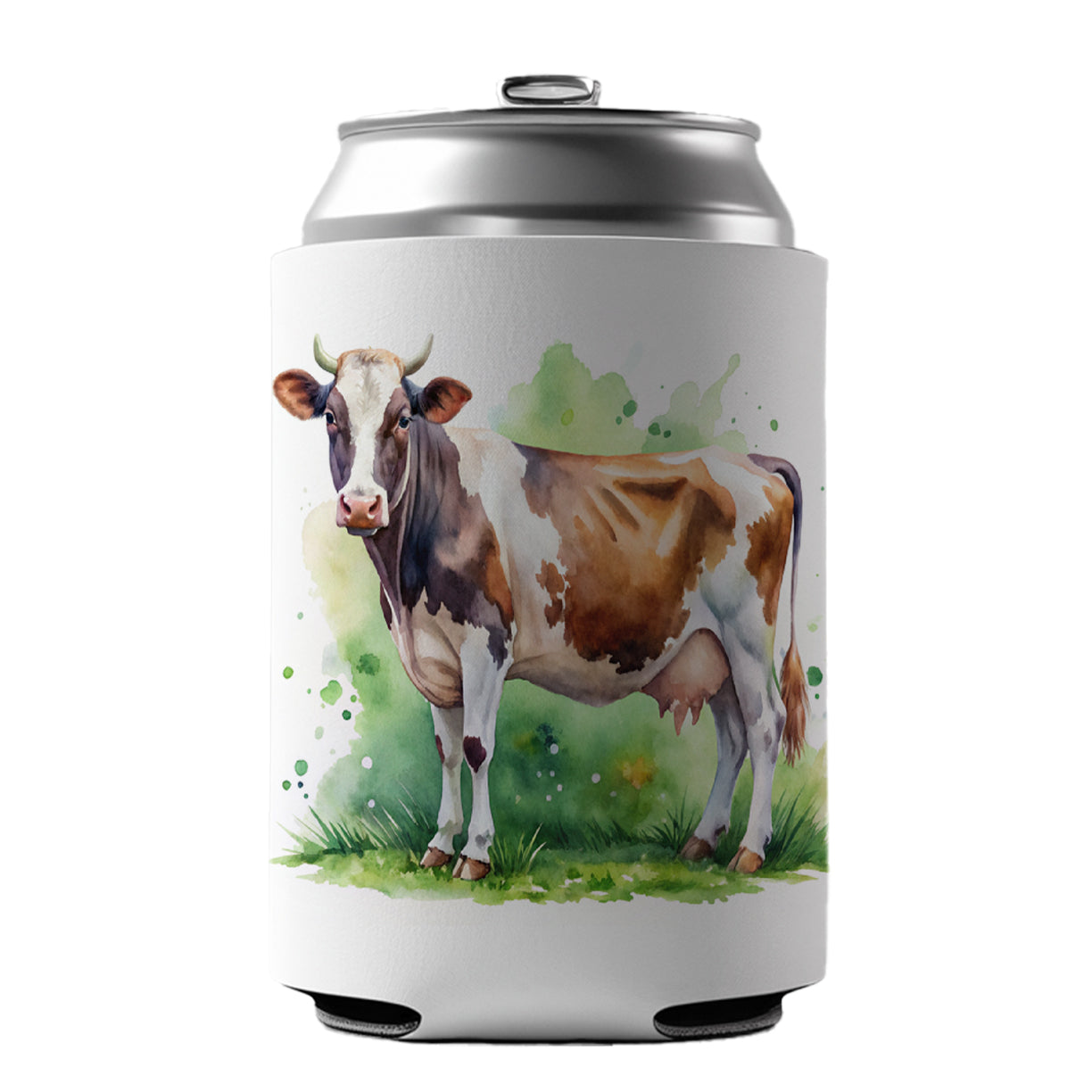 Dairy Cow Watercolor Can Cooler Beer Soda Drink Insulated Holder Sleeve Hugger