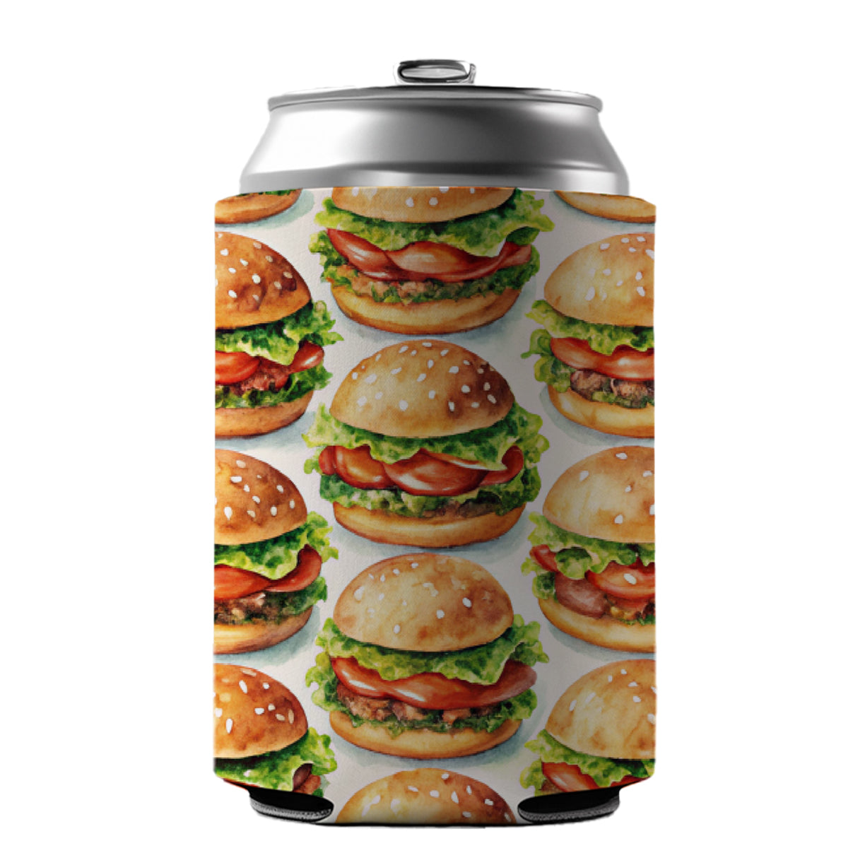 Hamburgers Watercolor Can Cooler Beer Soda Drink Insulated Holder Sleeve Hugger