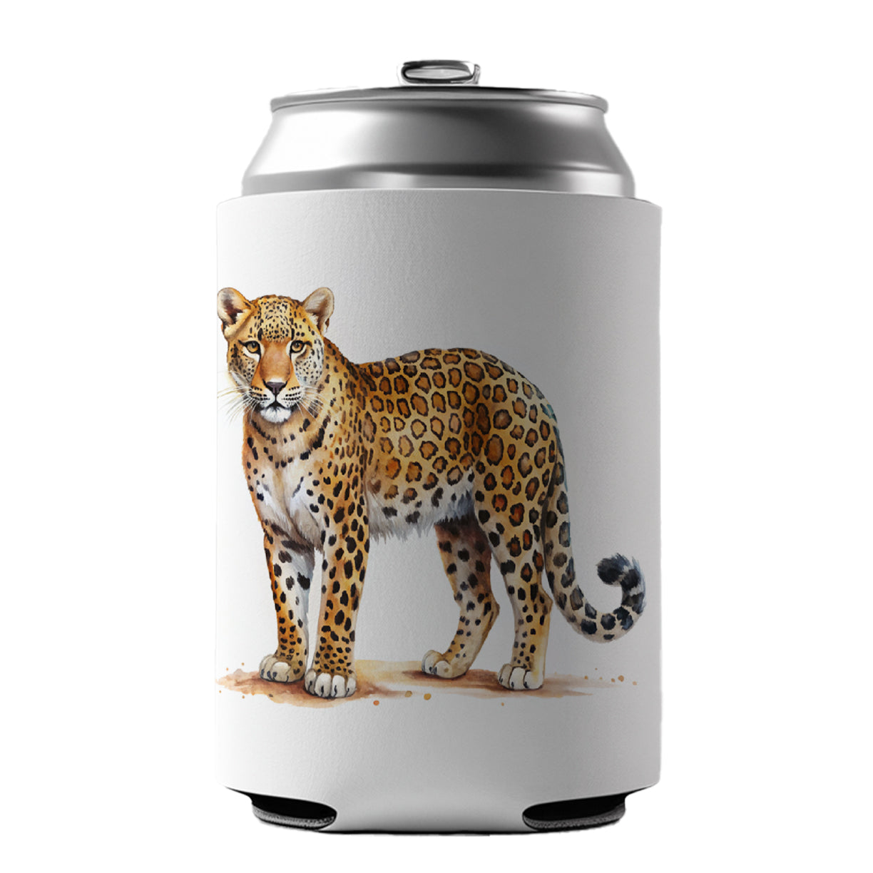Leopard Print Watercolor Can Cooler Beer Soda Drink Insulated Holder Sleeve Hugger