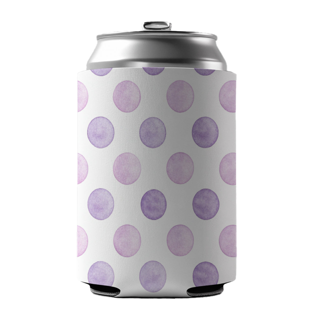 Light Purple Polka Dots White Background Can Cooler Beer Soda Drink Insulated Holder Sleeve Hugger