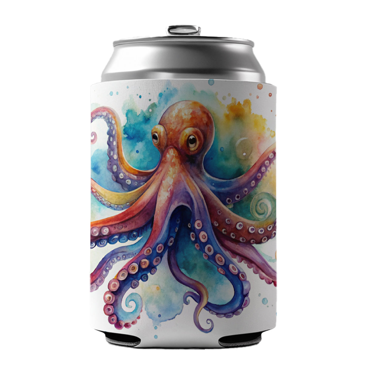 Octopus Watercolor Colorful Can Cooler Beer Soda Drink Insulated Holder Sleeve Hugger