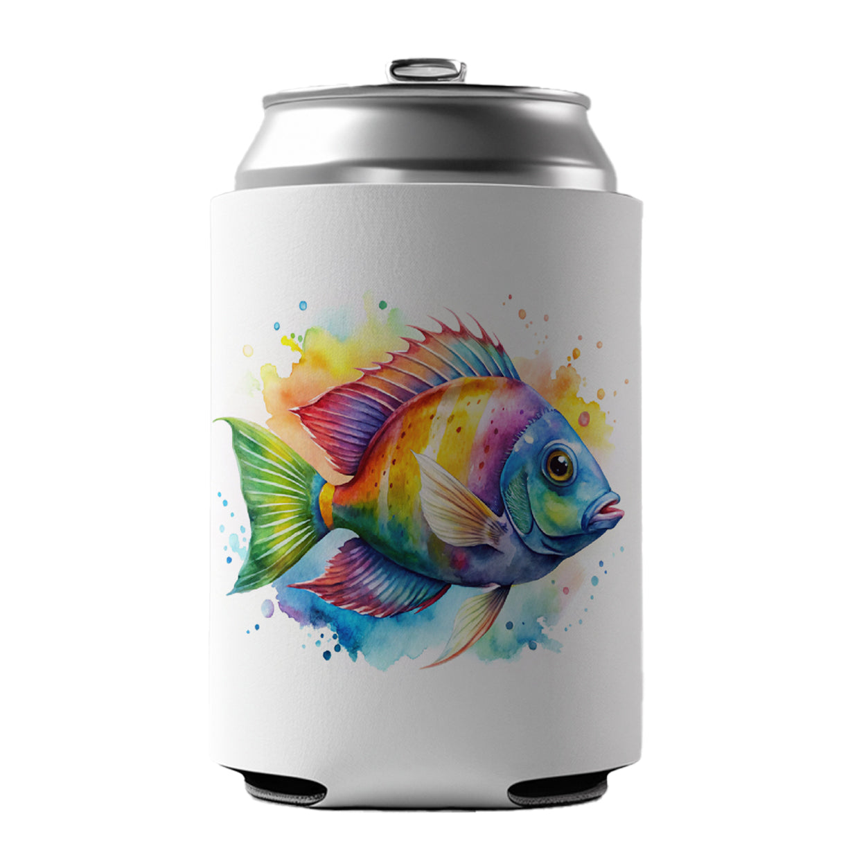 Tropical Fish Watercolor Design Can Cooler Beer Soda Drink Insulated Holder Sleeve Hugger