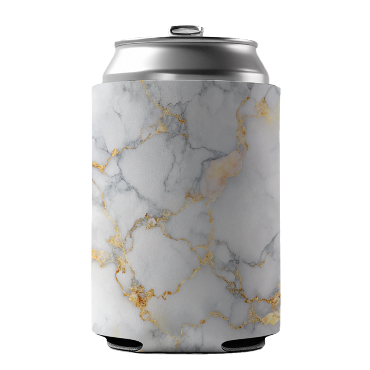 White Gold Marble Background Watercolor Can Cooler Beer Soda Drink Insulated Holder Sleeve Hugger