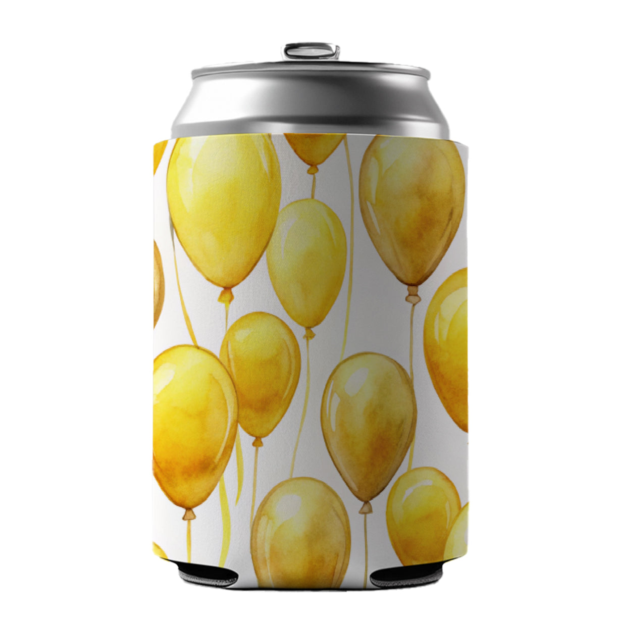 Yellow Balloons Watercolor Can Cooler Beer Soda Drink Insulated Holder Sleeve Hugger