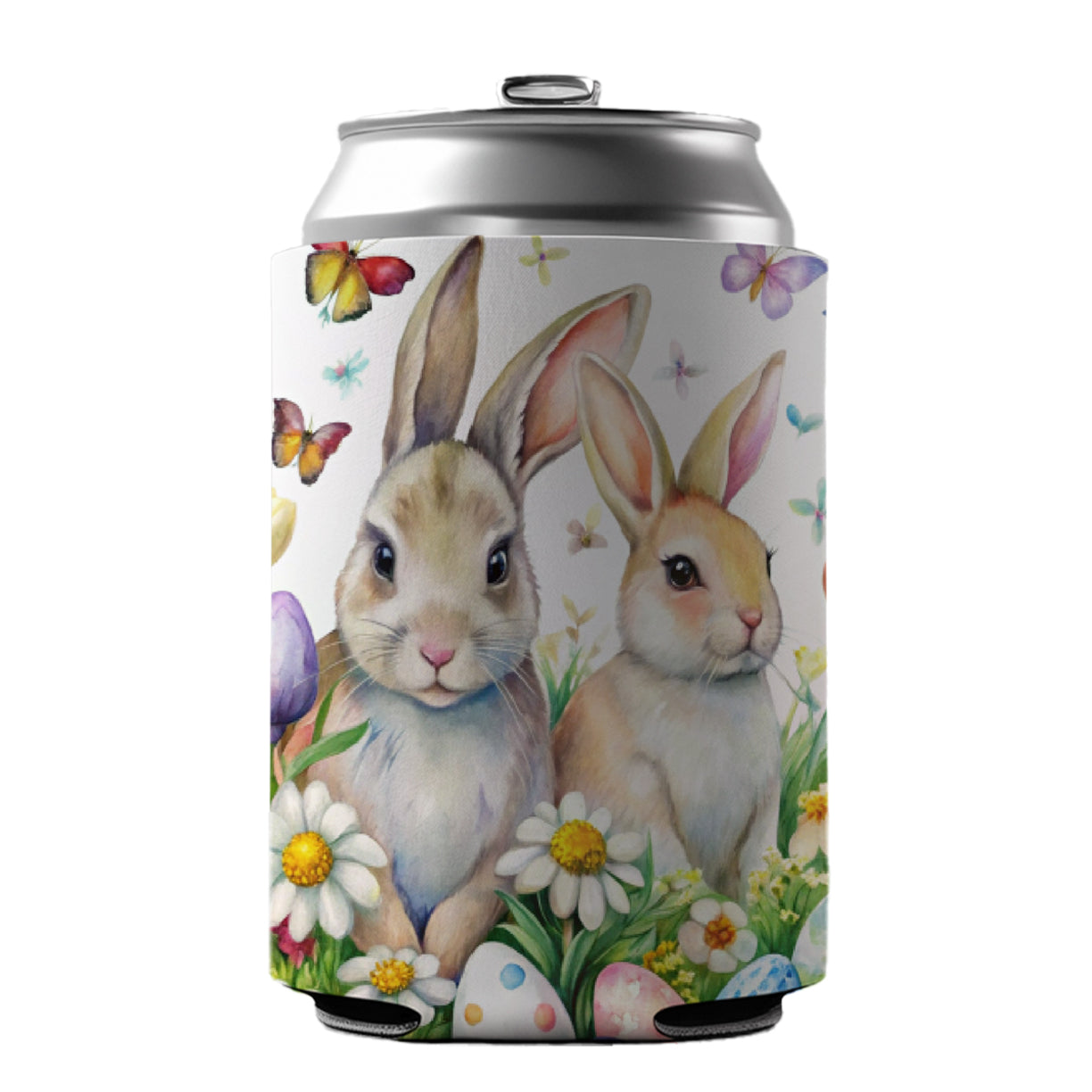 Beautiful Easter Bunnies Rabbits Eggs Flowers Can Cooler Beer Soda Drink Insulated Holder Sleeve Hugger