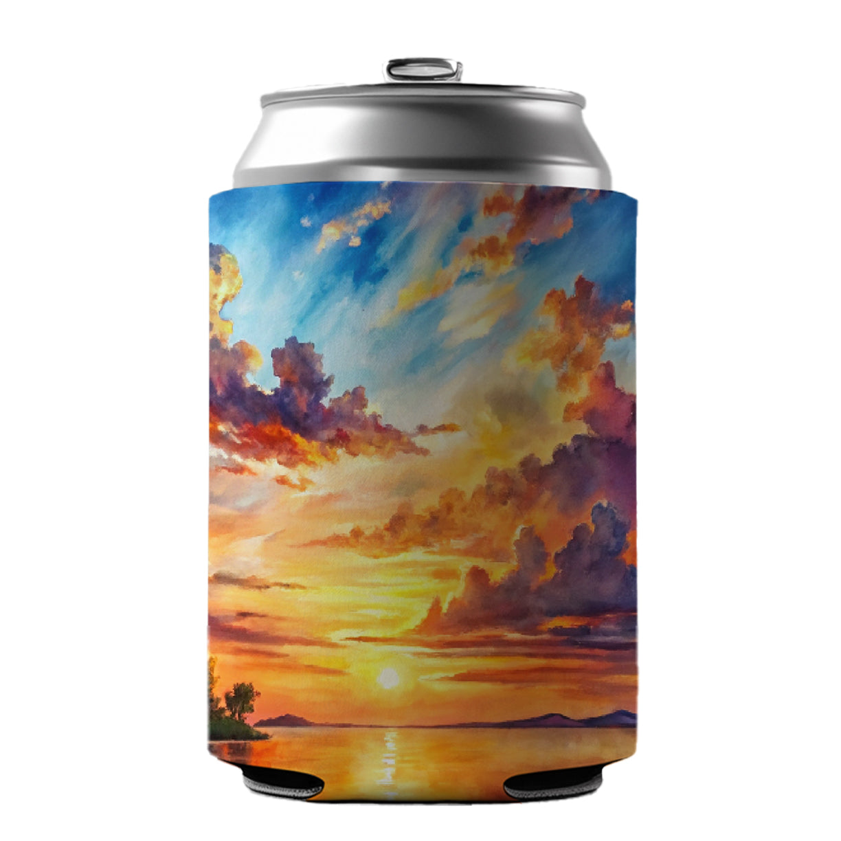 Beautiful Sunset Watercolor Can Cooler Beer Soda Drink Insulated Holder Sleeve Hugger