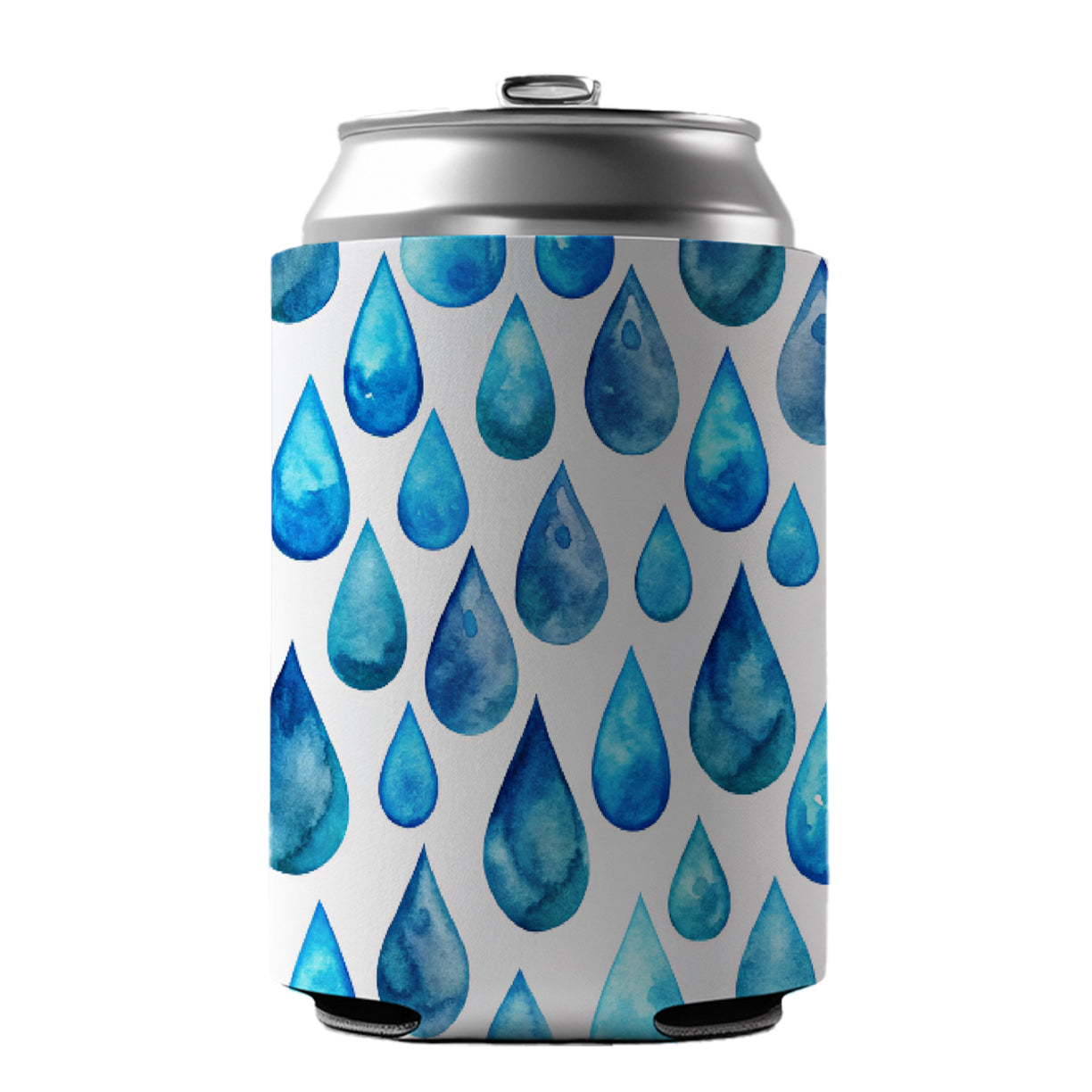 Blue Water Droplets Repeating Can Cooler Beer Soda Drink Insulated Holder Sleeve Hugger