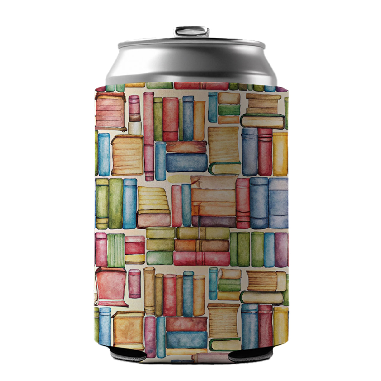 Books Library Reader Reading Can Cooler Beer Soda Drink Insulated Holder Sleeve Hugger