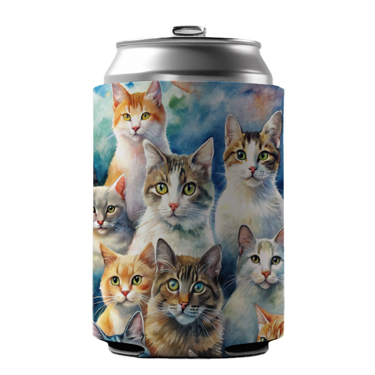 Bunch Of Cats Watercolor Can Cooler Beer Soda Drink Insulated Holder Sleeve Hugger