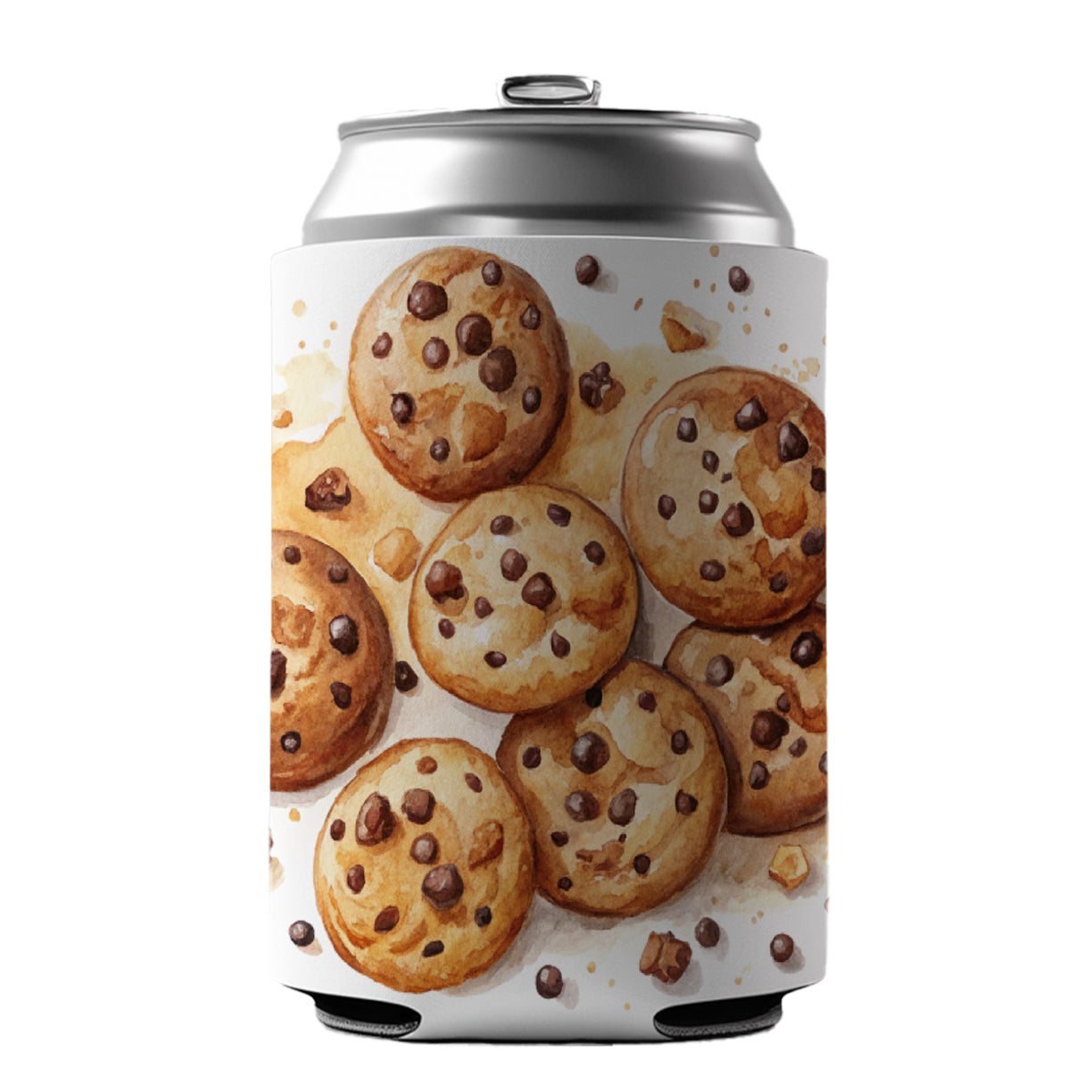 Chocolate Chip Cookies Watercolor Can Cooler Beer Soda Drink Insulated Holder Sleeve Hugger