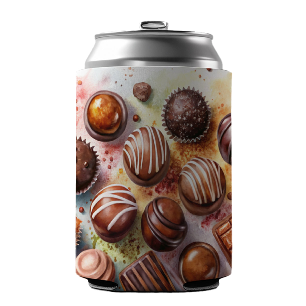 Chocolates Dark Milk Candy Watercolor Can Cooler Beer Soda Drink Insulated Holder Sleeve Hugger