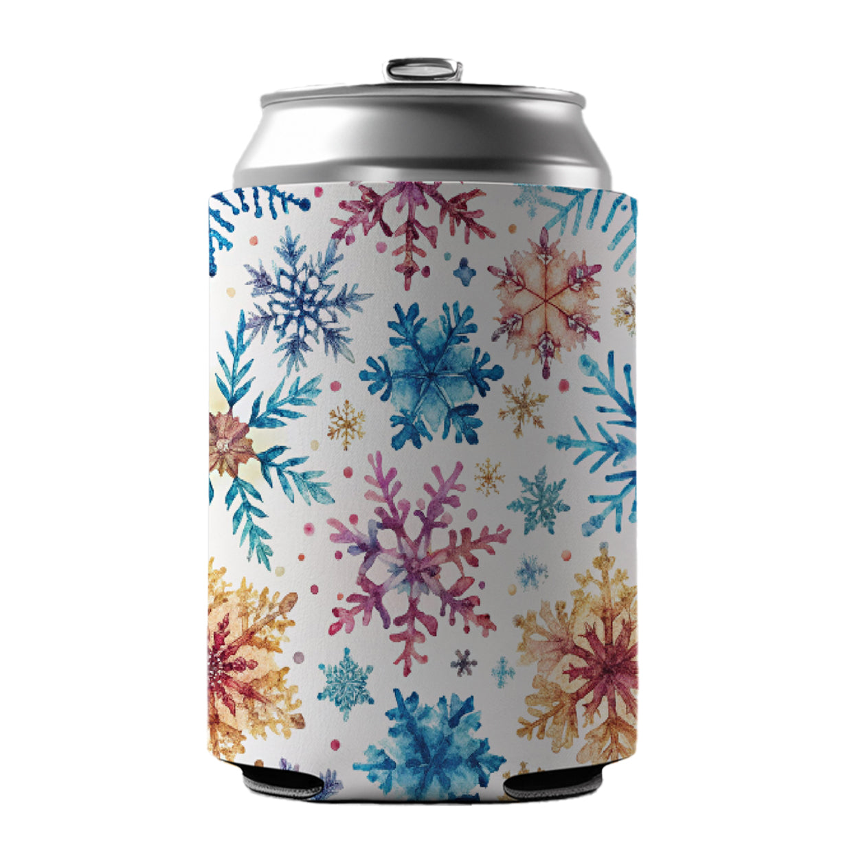 Colorful Snowflakes Winter Can Cooler Beer Soda Drink Insulated Holder Sleeve Hugger