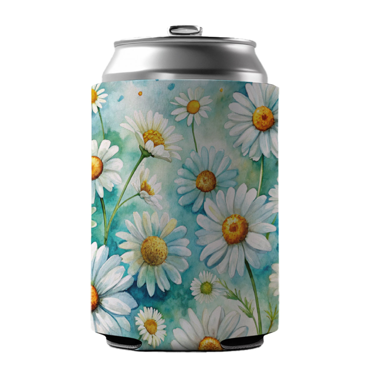 Daisies Daisy Flowers Watercolor Can Cooler Beer Soda Drink Insulated Holder Sleeve Hugger