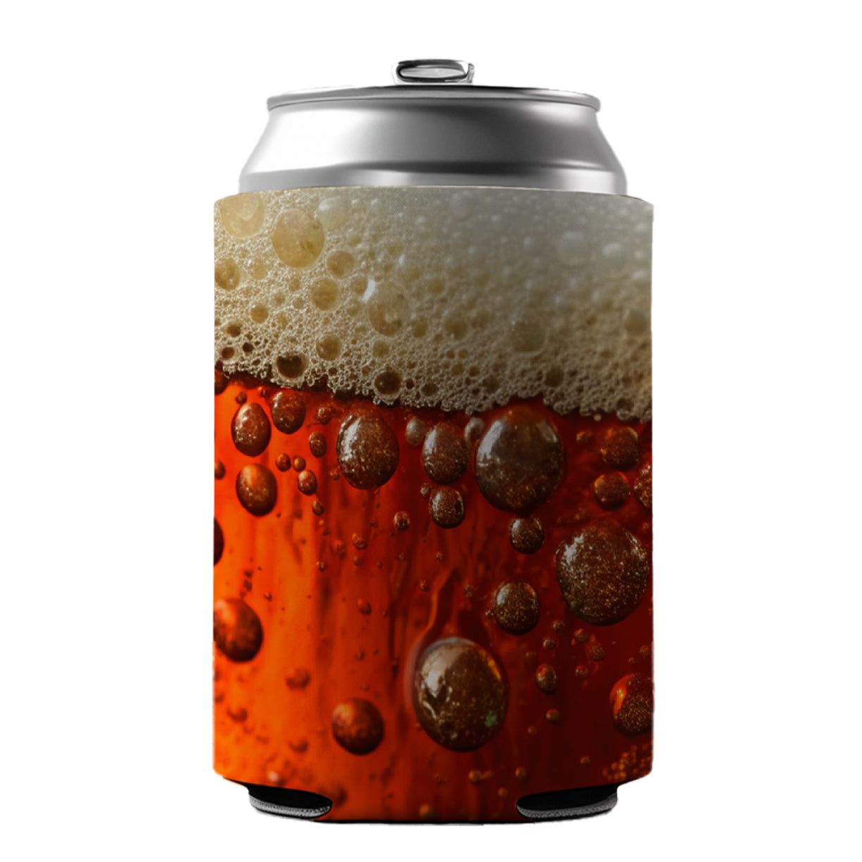 Dark Beer Closeup Foam Top Funny Can Cooler Beer Soda Drink Insulated Holder Sleeve Hugger