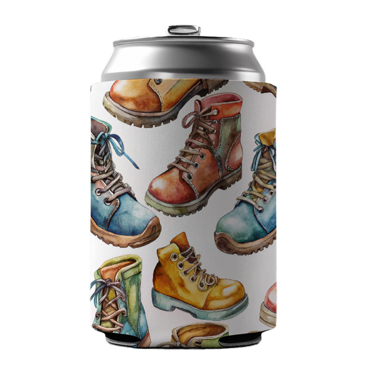 Hiking Boots Hikers Watercolor Can Cooler Beer Soda Drink Insulated Holder Sleeve Hugger