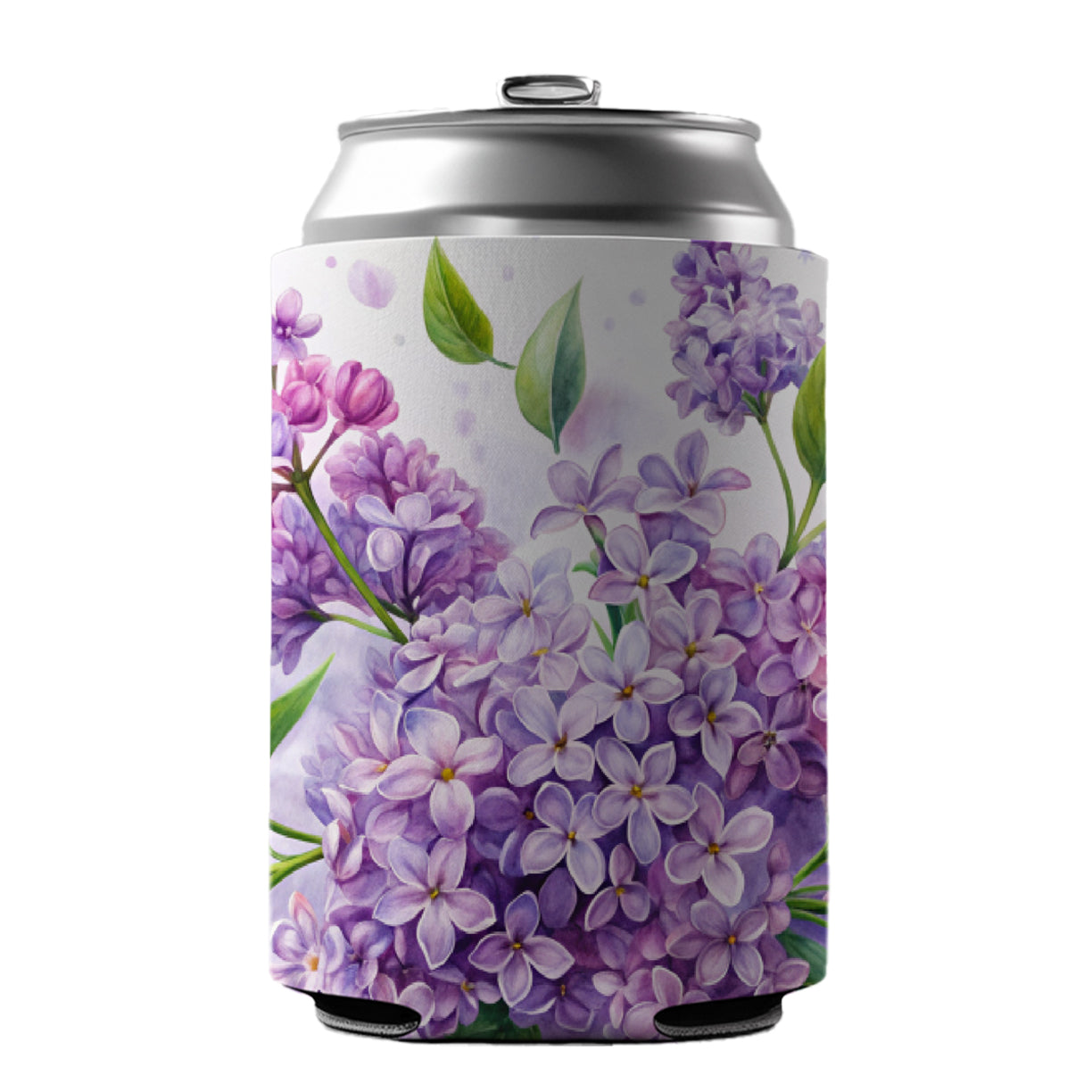 Lilac Flowers Watercolor Can Cooler Beer Soda Drink Insulated Holder Sleeve Hugger