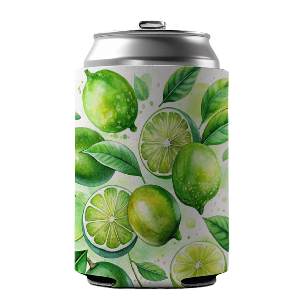 Limes Fruit Watercolor Can Cooler Beer Soda Drink Insulated Holder Sleeve Hugger