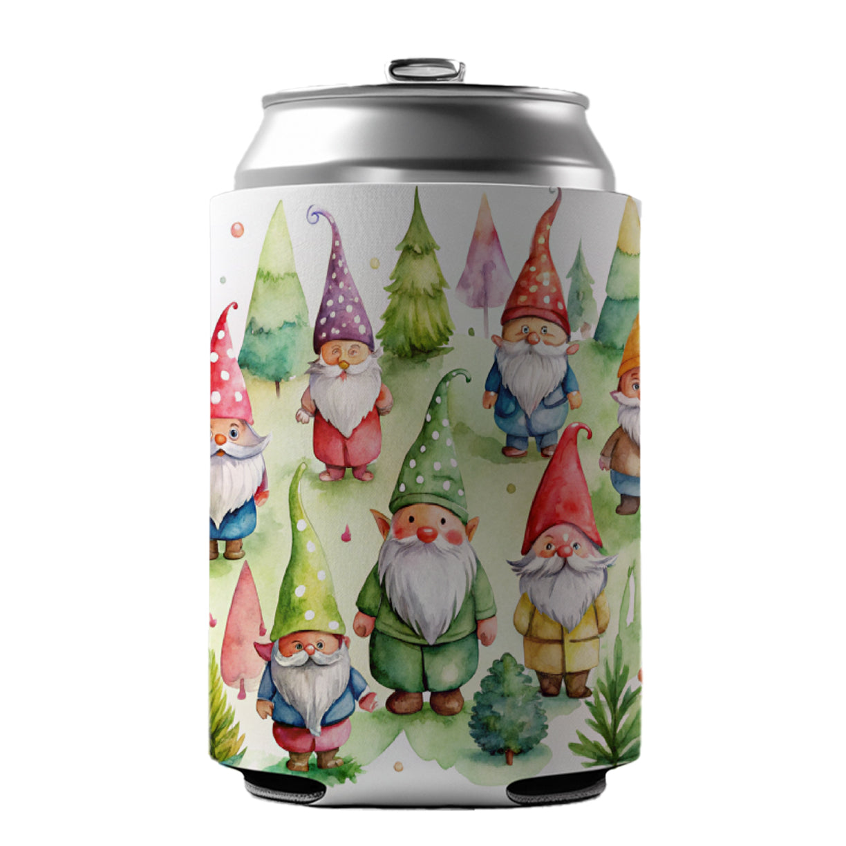 Lots Of Gnomes Watercolor Can Cooler Beer Soda Drink Insulated Holder Sleeve Hugger