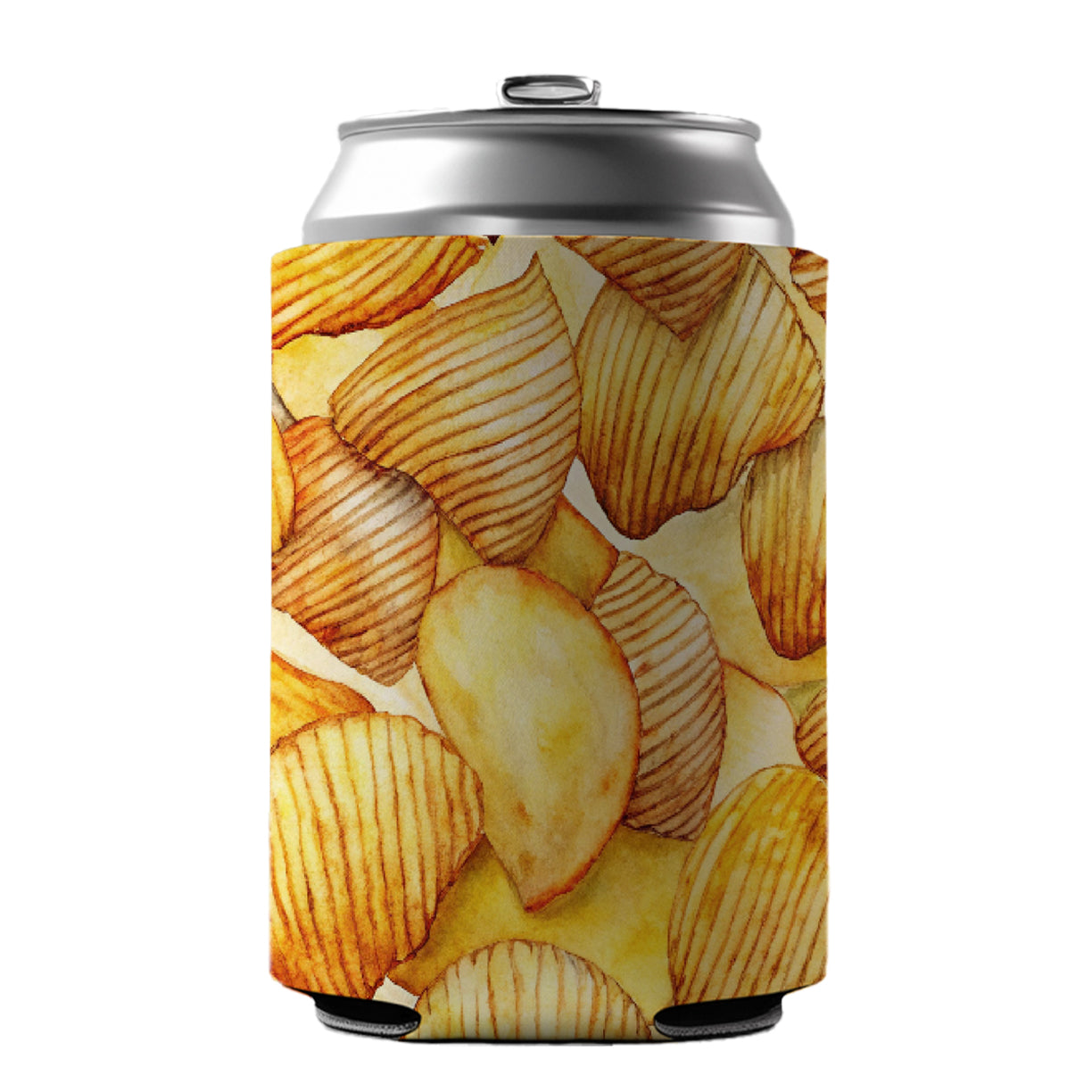 Lots Of Potato Chips Can Cooler Beer Soda Drink Insulated Holder Sleeve Hugger