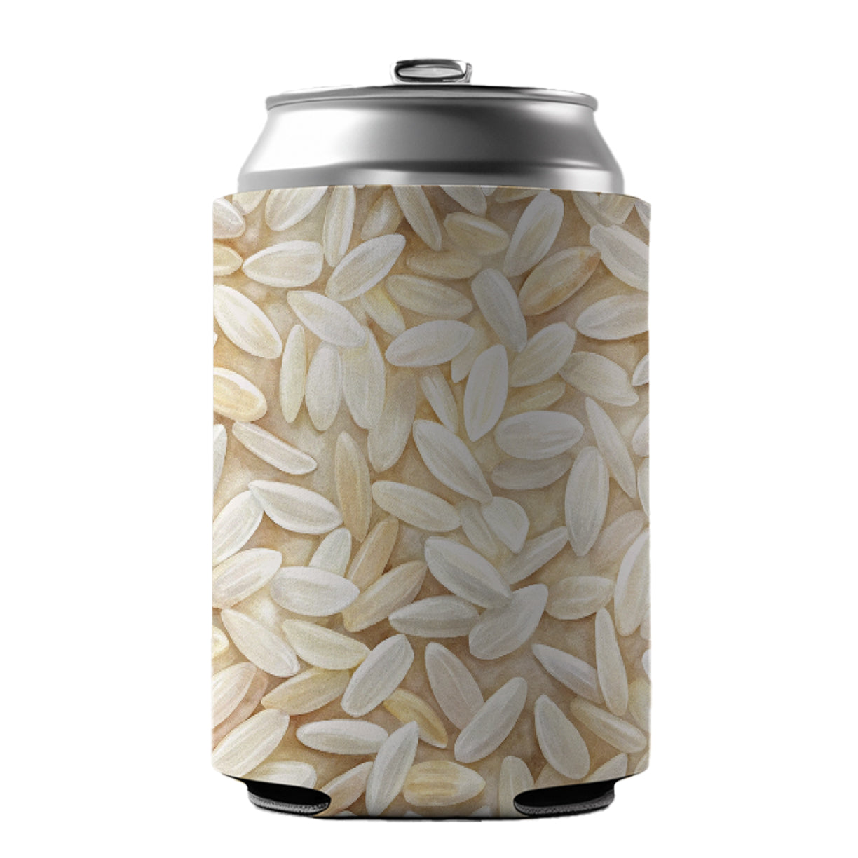 Lots Of White Rice Can Cooler Beer Soda Drink Insulated Holder Sleeve Hugger