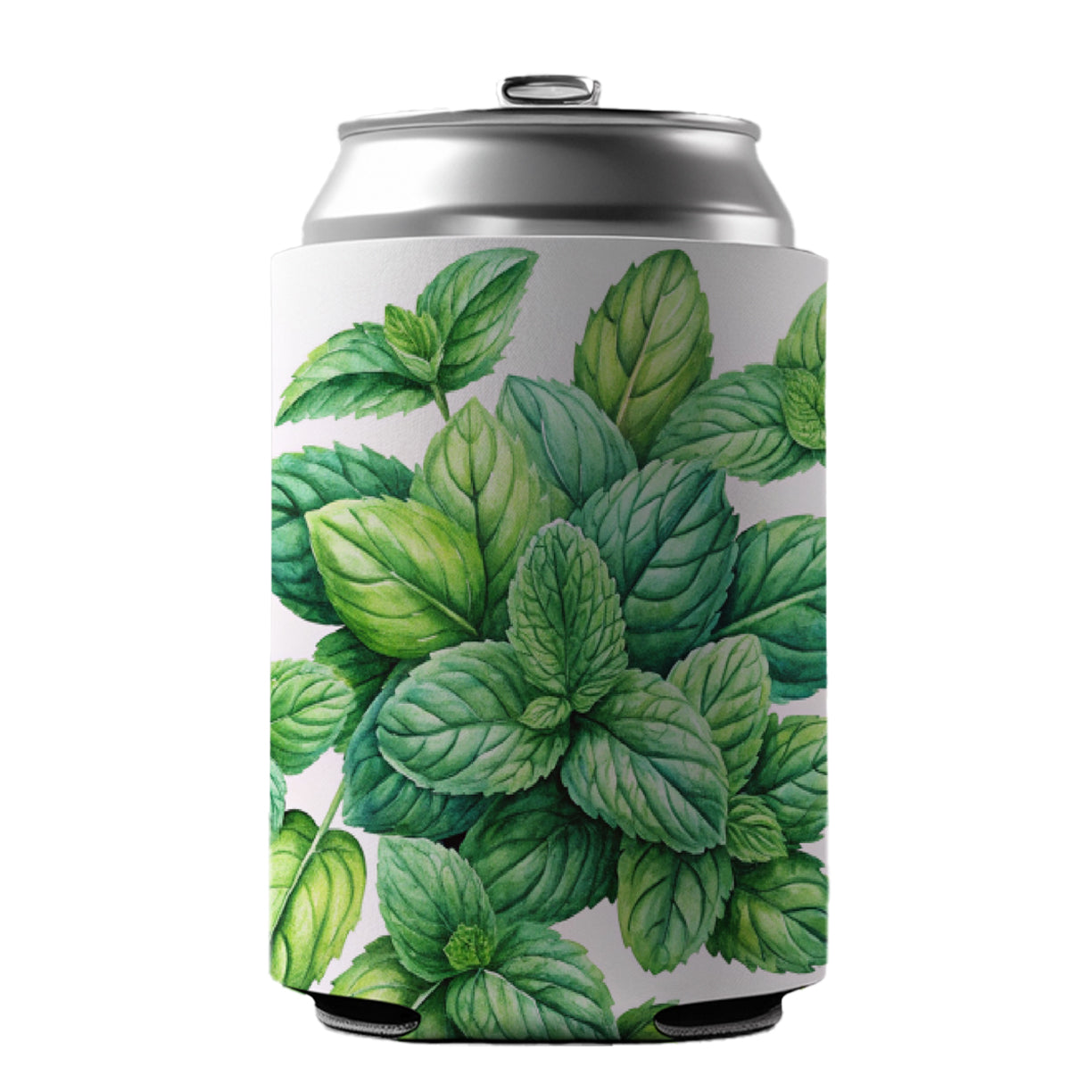 Mint Leaves Watercolor Can Cooler Beer Soda Drink Insulated Holder Sleeve Hugger