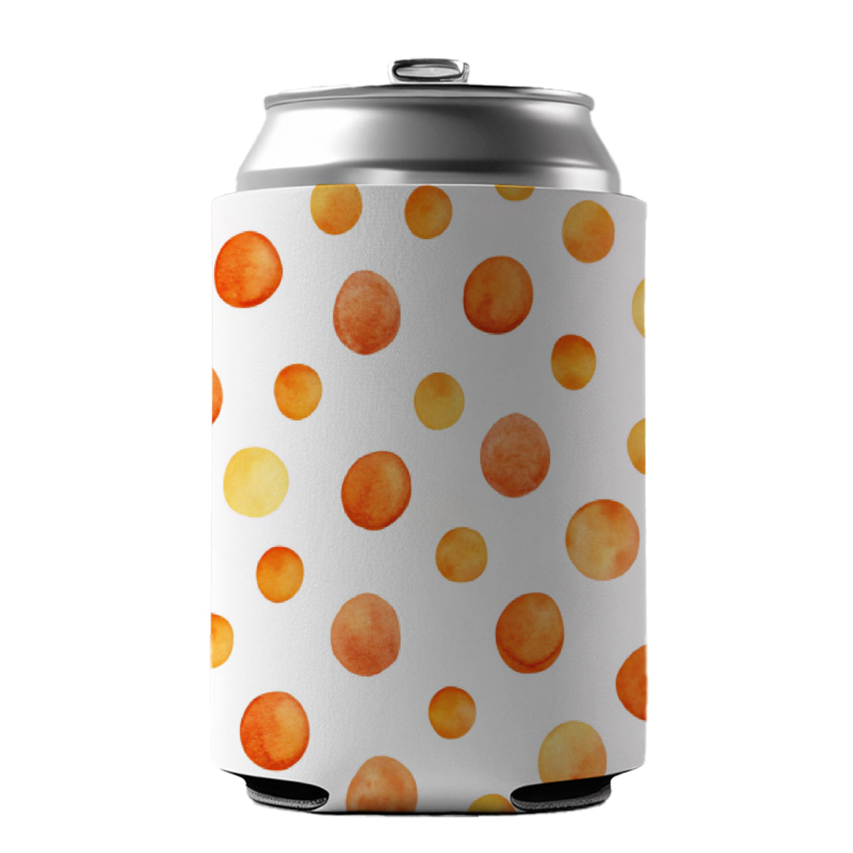 Orange Polka Dots Fun White Background Can Cooler Beer Soda Drink Insulated Holder Sleeve Hugger