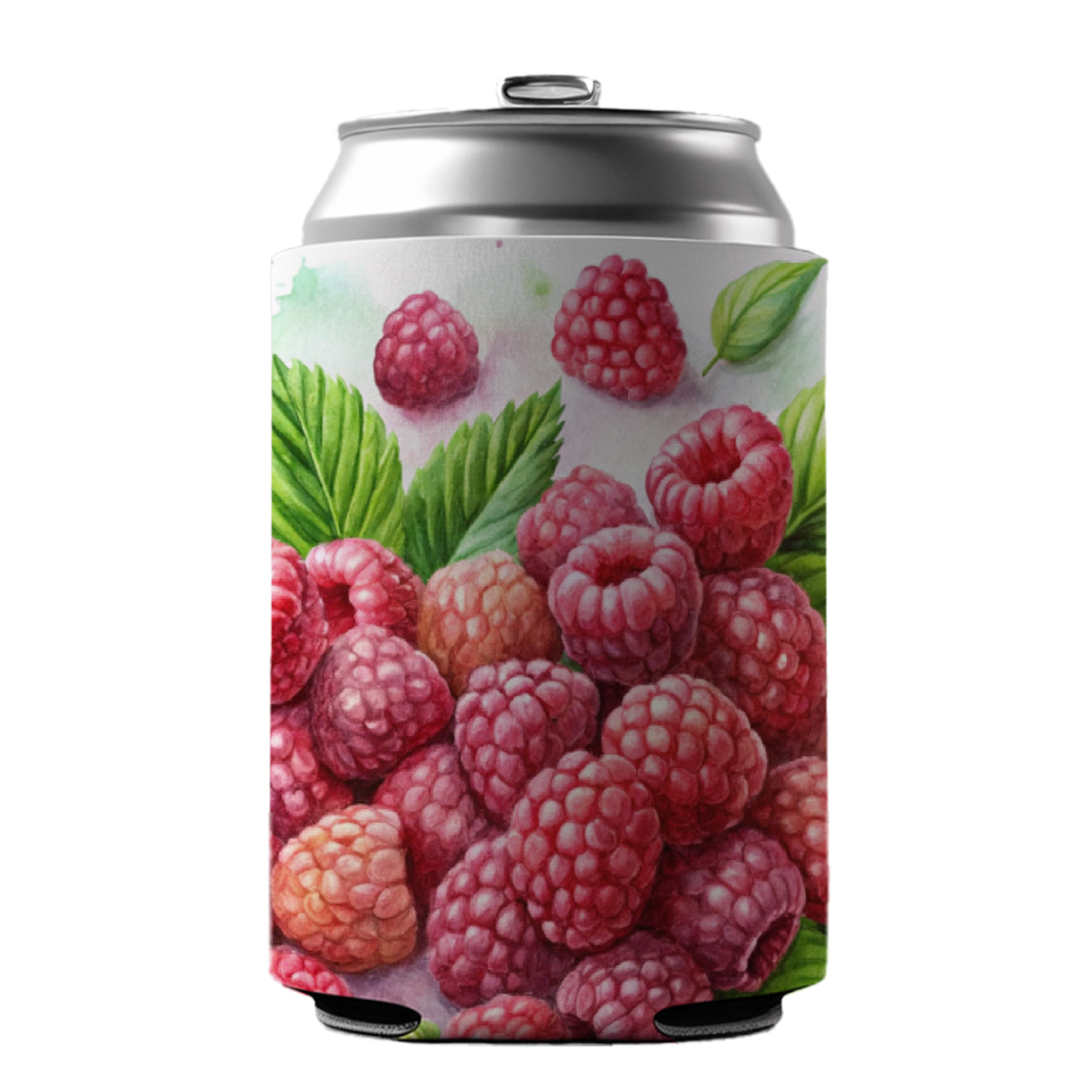 Raspberries Fruit Watercolor Can Cooler Beer Soda Drink Insulated Holder Sleeve Hugger