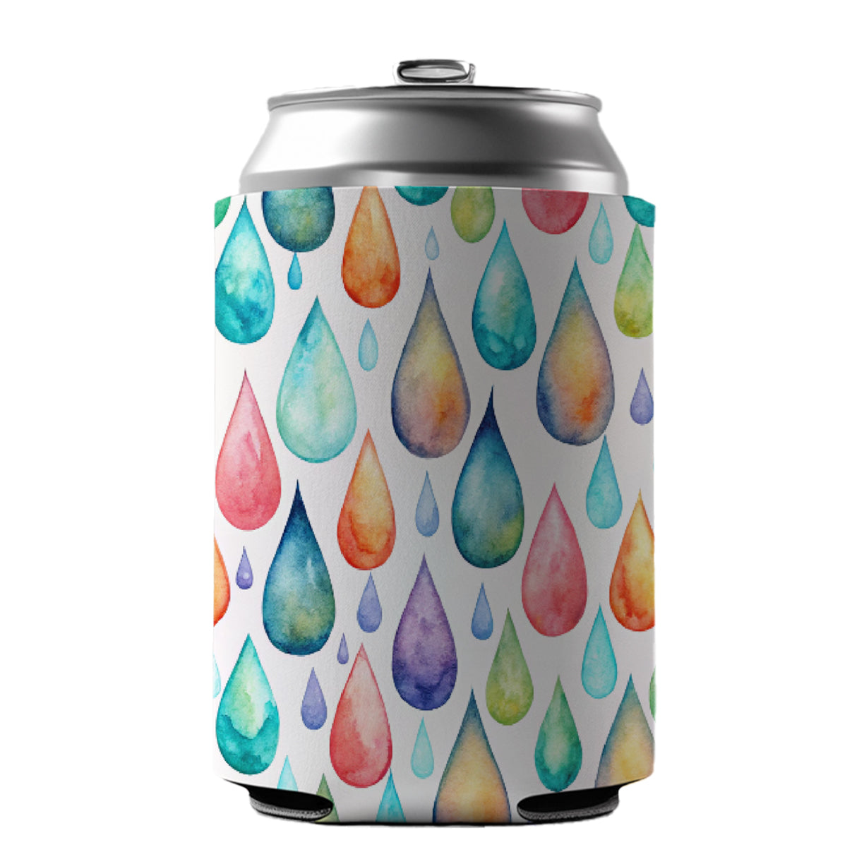 Water Droplets Colorful Watercolor Can Cooler Beer Soda Drink Insulated Holder Sleeve Hugger