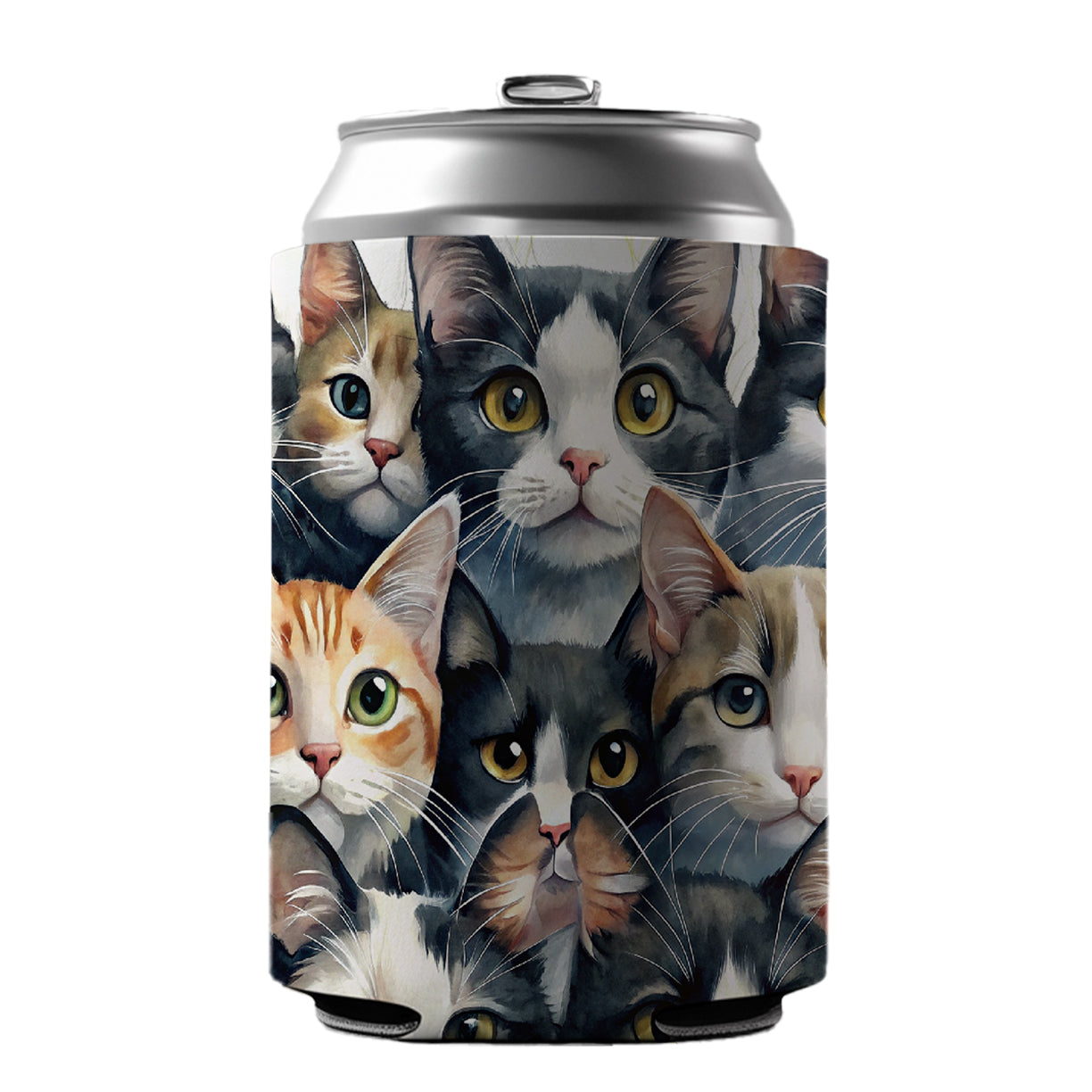 Cartoon Black And White Cats Can Cooler Beer Soda Drink Insulated Holder Sleeve Hugger
