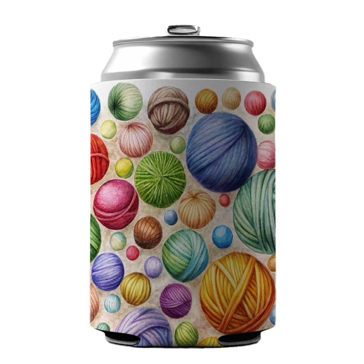 Crocheting Knitting Colorful Yarn Balls Can Cooler Beer Soda Drink Insulated Holder Sleeve Hugger