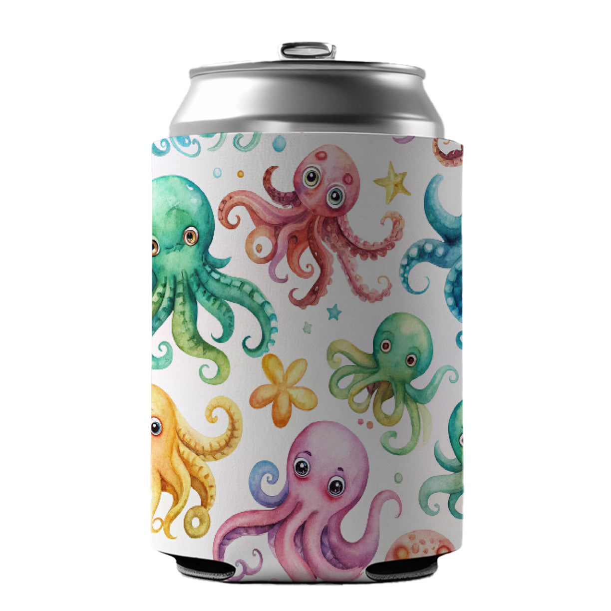 Lots Of Sweet Octopus Can Cooler Beer Soda Drink Insulated Holder Sleeve Hugger