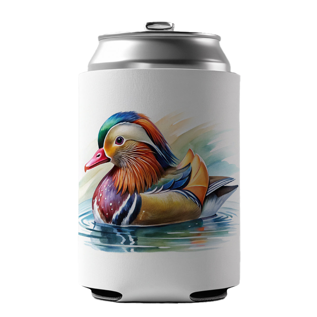Mandarin Duck Watercolor Can Cooler Beer Soda Drink Insulated Holder Sleeve Hugger