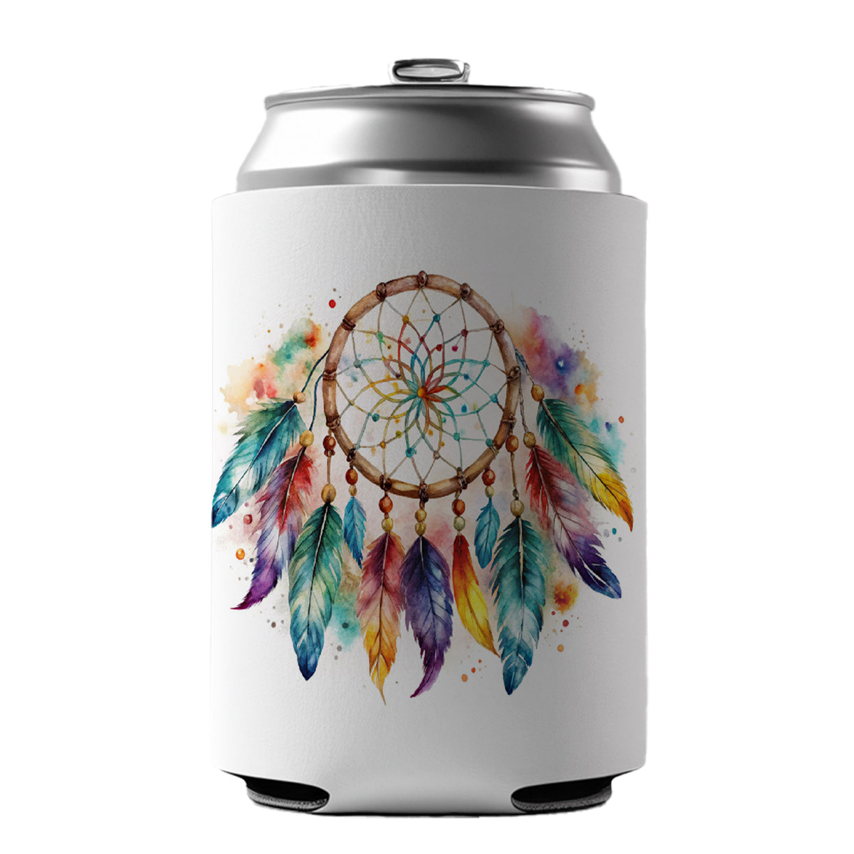 Native American Indian Dreamcatcher Watercolor Can Cooler Beer Soda Drink Insulated Holder Sleeve Hugger