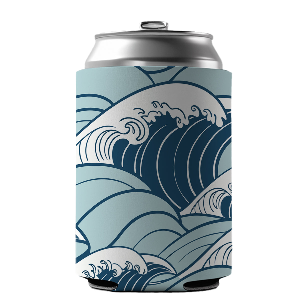 Ocean Waves Japanese Style Can Cooler Beer Soda Drink Insulated Holder Sleeve Hugger