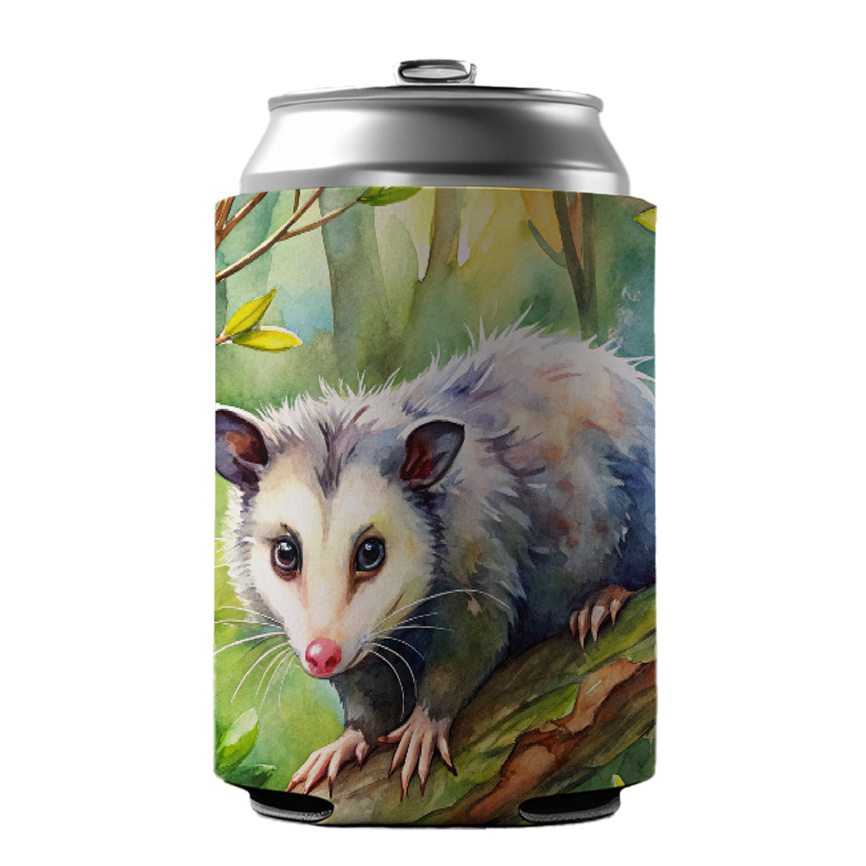 Opossum In The Forest Watercolor Can Cooler Beer Soda Drink Insulated Holder Sleeve Hugger