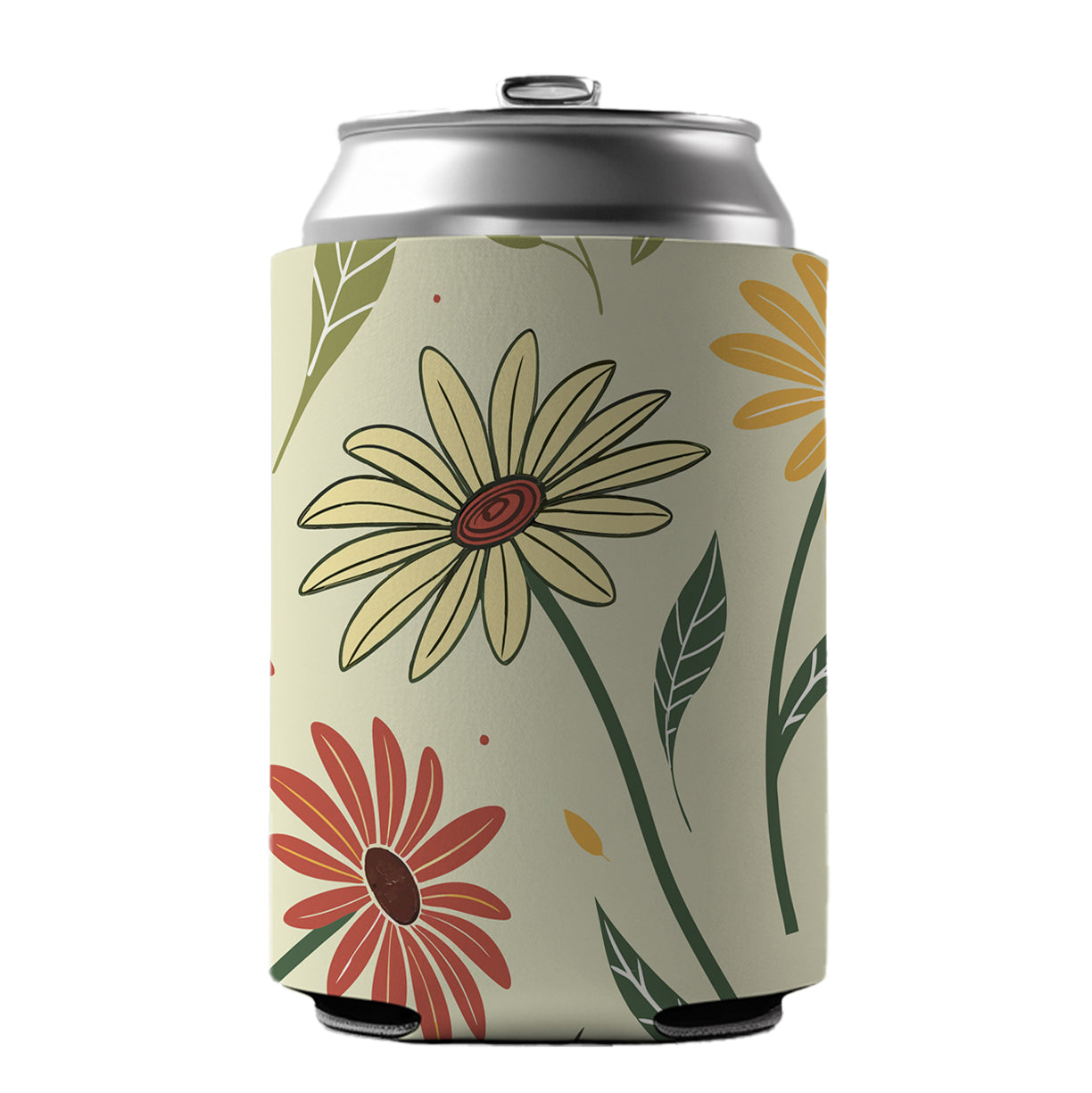 Scattered Sunflowers Sketch Can Cooler Beer Soda Drink Insulated Holder Sleeve Hugger