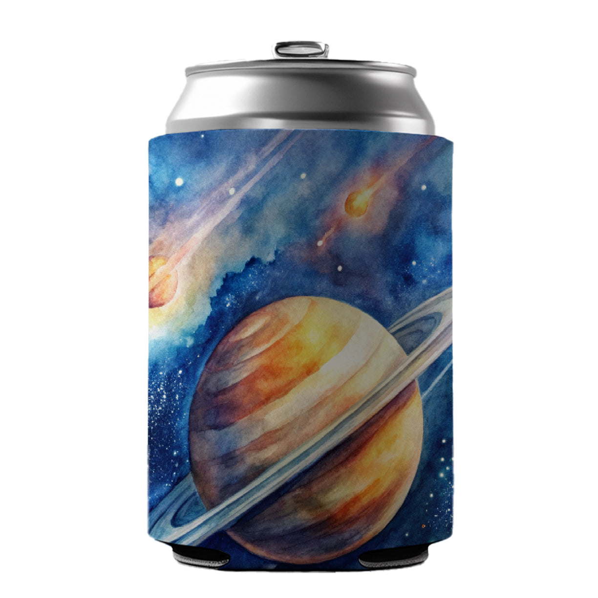 Sci-fi Planet Saturn Meteor Shower Can Cooler Beer Soda Drink Insulated Holder Sleeve Hugger