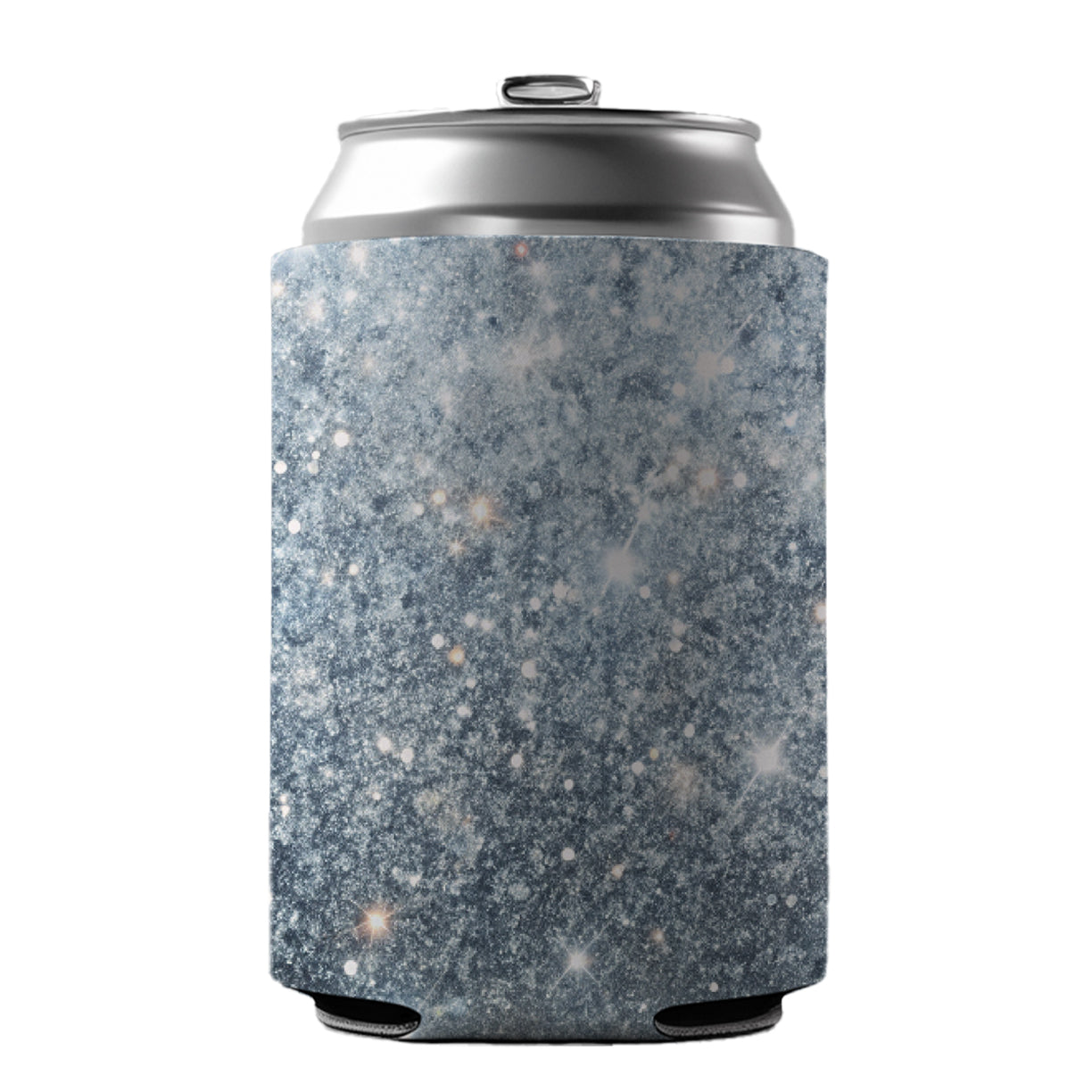 Silver Faux Glitter Can Cooler Beer Soda Drink Insulated Holder Sleeve Hugger