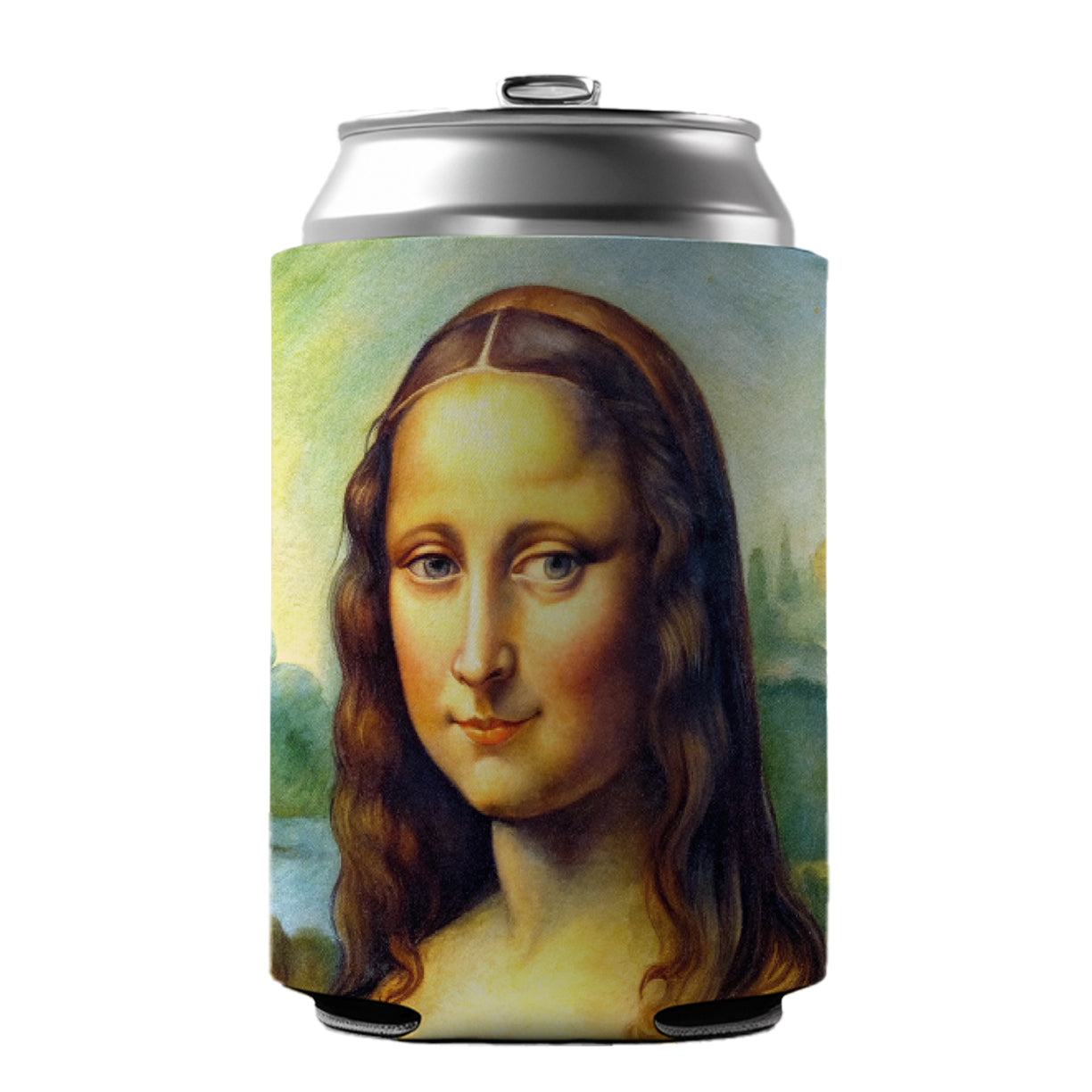 Simple Faux Mona Lisa Watercolor Painting Can Cooler Beer Soda Drink Insulated Holder Sleeve Hugger