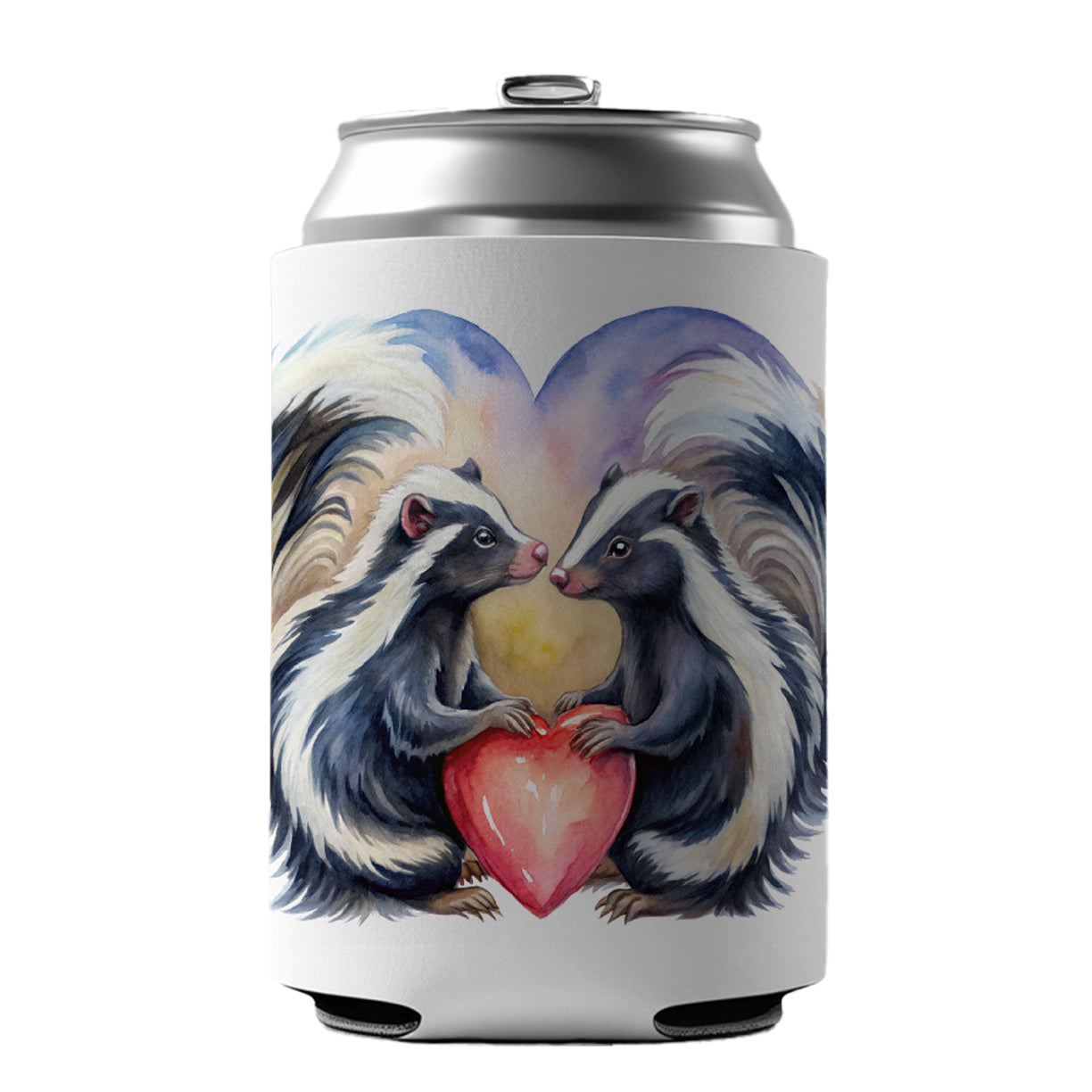 Skunks In Love Hearts Valentine's Day Can Cooler Beer Soda Drink Insulated Holder Sleeve Hugger