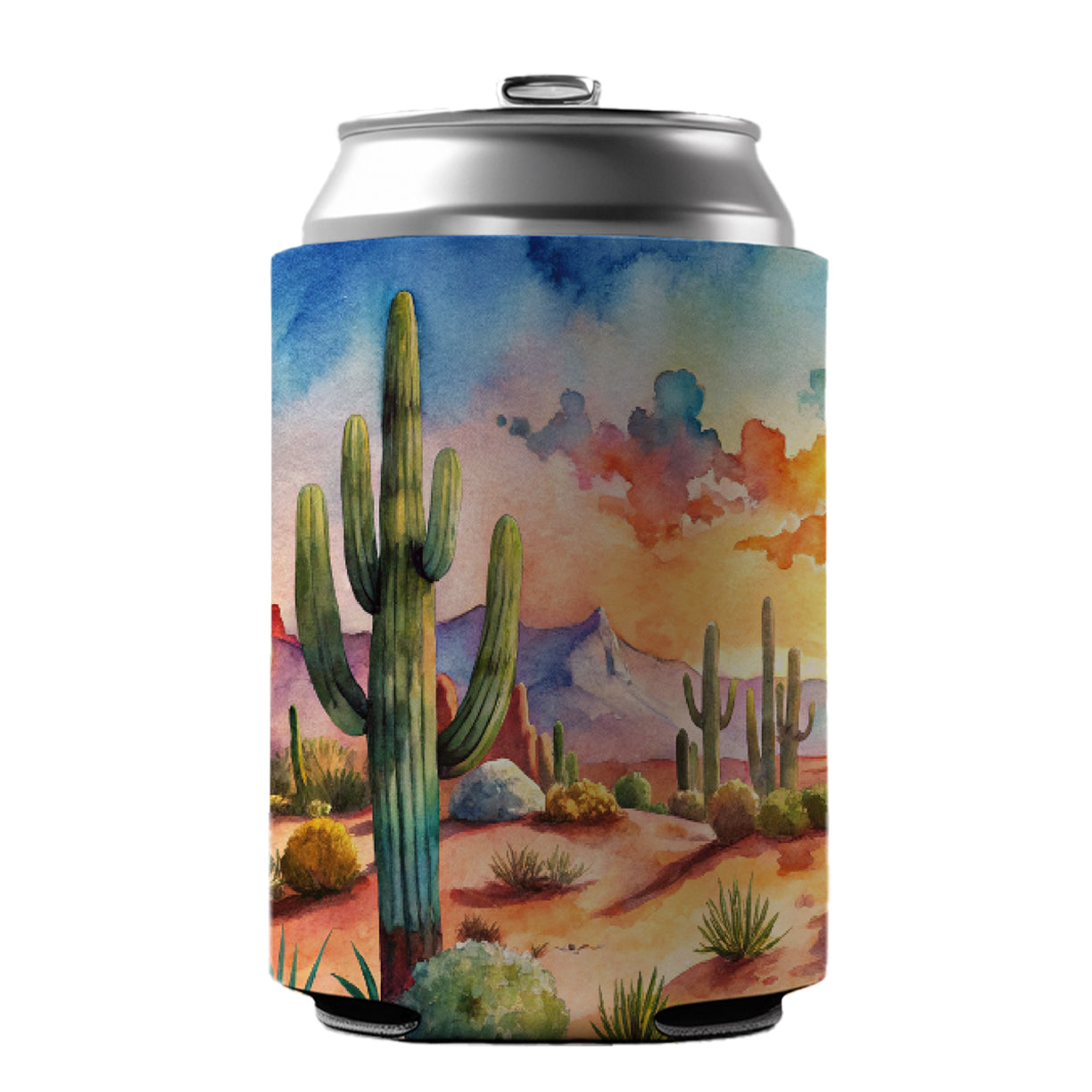 Southwest Desert Cactus Watercolor Can Cooler Beer Soda Drink Insulated Holder Sleeve Hugger